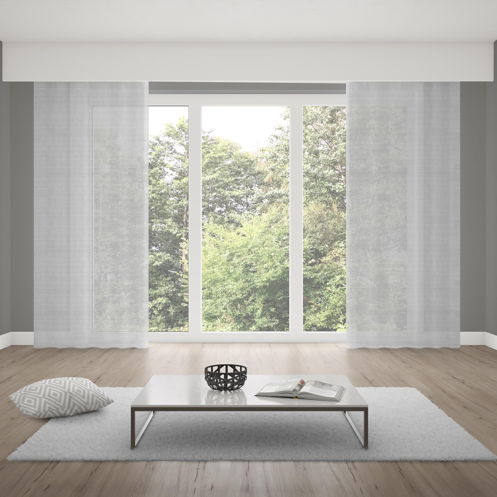 Verdi Collection Premium Gardinenschal Vorhang Leinenoptik, Halbtransparent, Oeko-TEX® Standard 100, 3 Montagemöglichkeiten mit Schlaufenband, 145 x 245 cm (BxH) Weiß