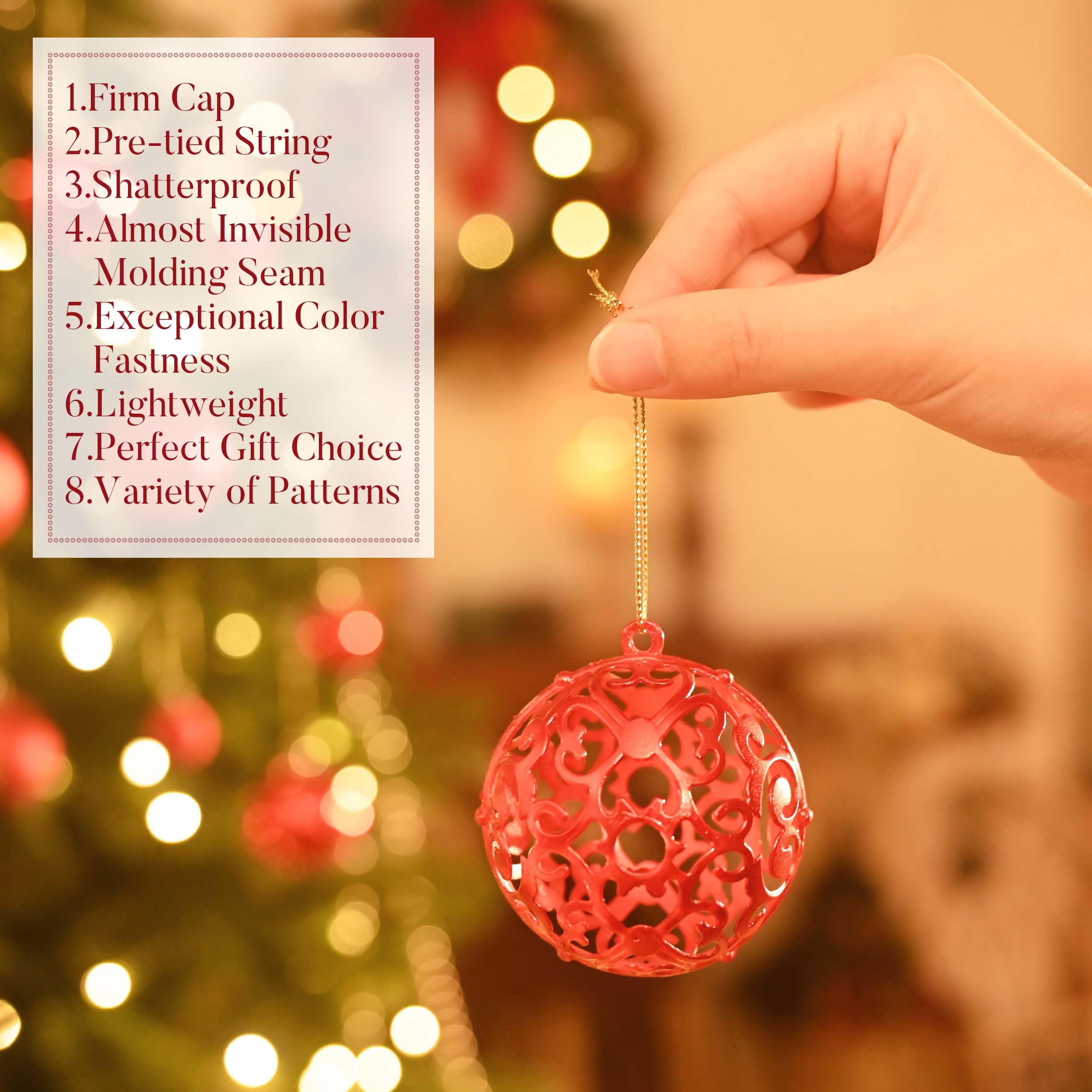 Valery Madelyn Lot de 100 boules de Noël avec paquet cadeau - Décoration de sapin de Noël avec crochet de suspension - Thème rouge
