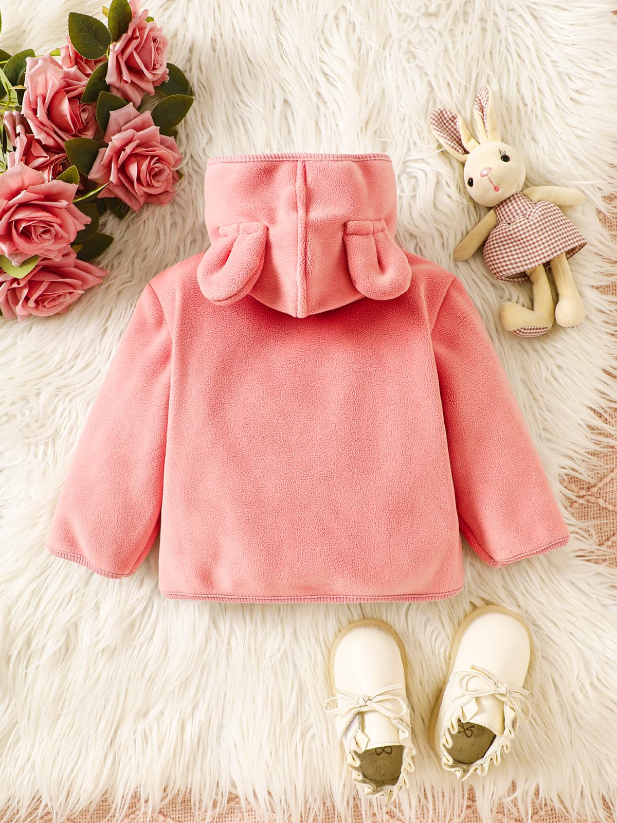Bebe Fille Veste Polaire Dessin Animé à Capuche Manteau avec Oreilles Chaud Vêtements Zip Up d'extérieur Manteau