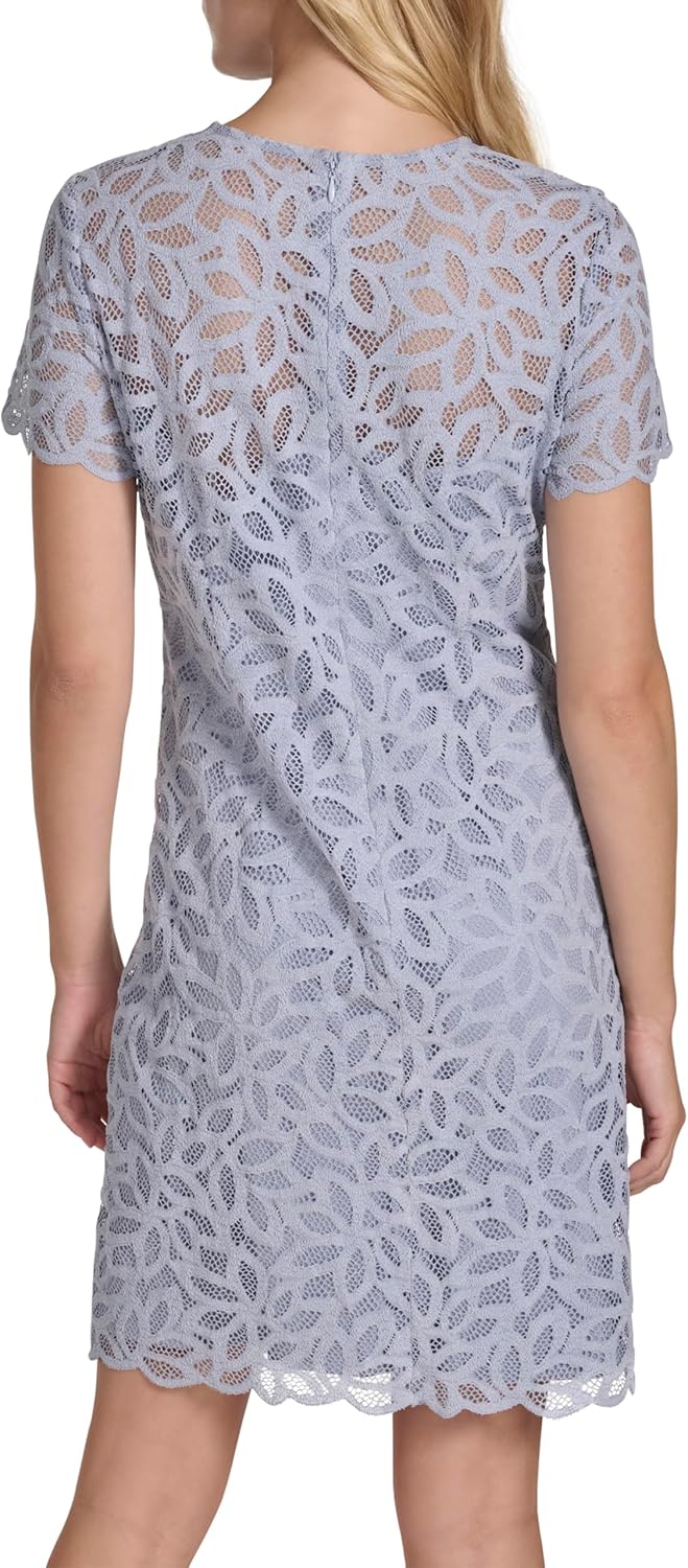 Calvin Klein Womens Short Sleeve Lace Mini Shift Dress - Image 4