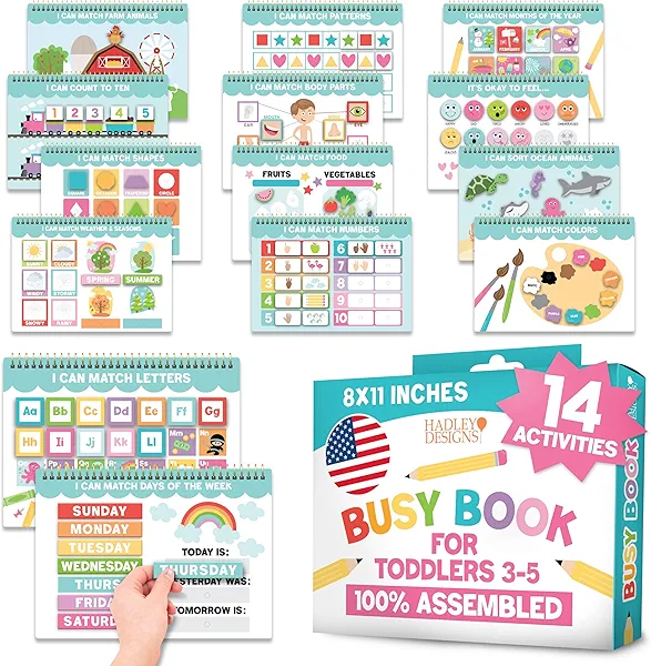 My First Busy Book For Toddlers 3-5 - My Preschool Busy Book For 5-7 Year Old, Toddler Activity Books, Homeschool Preschool Learning Activities, Coloful Kindergarten Learning Activities