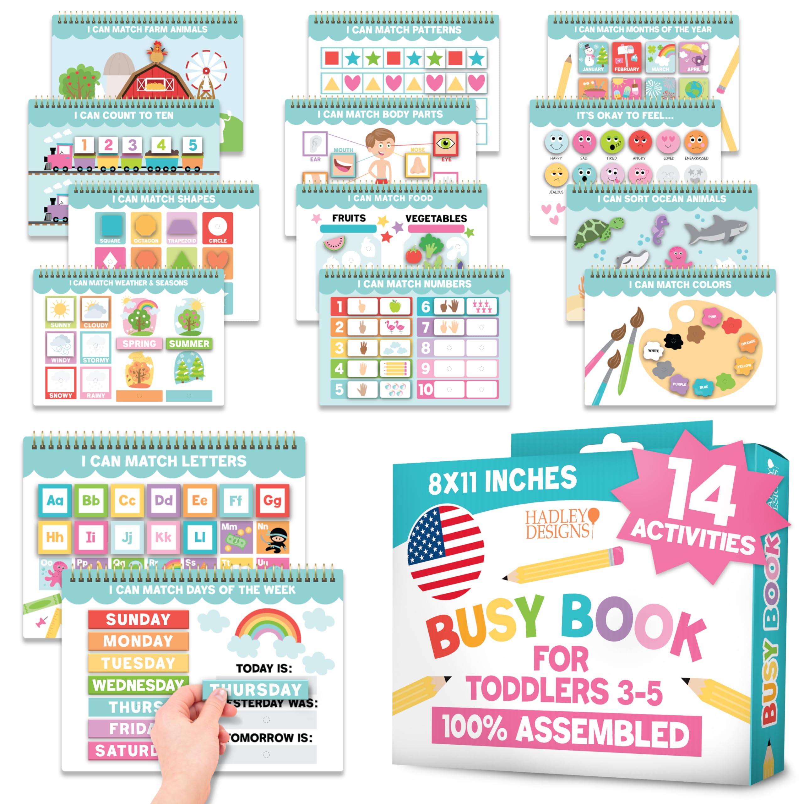 My First Busy Book For Toddlers 3-5 - My Preschool Busy Book For 5-7 Year Old, Toddler Activity Books, Homeschool Preschool Learning Activities, Coloful Kindergarten Learning Activities
