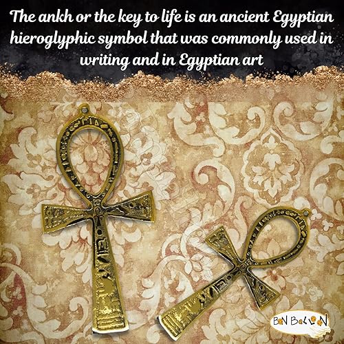 Miniatura 5 de Faraón egipcio antiguo de latón Ankh de 6.3 pulgadas clave de la vida símbolo de cruz esculturas para colgar en la pared Decoración Ornamento