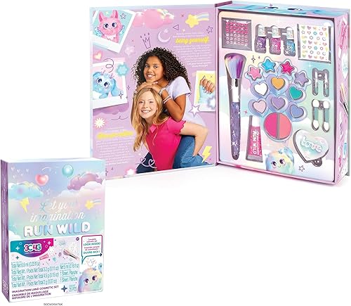 Make It Real 3C4G Juego de cosméticos Imagination Land - Juego completo de belleza de 25 piezas, rubor, sombra de ojos, brillo de labios, esmalte de