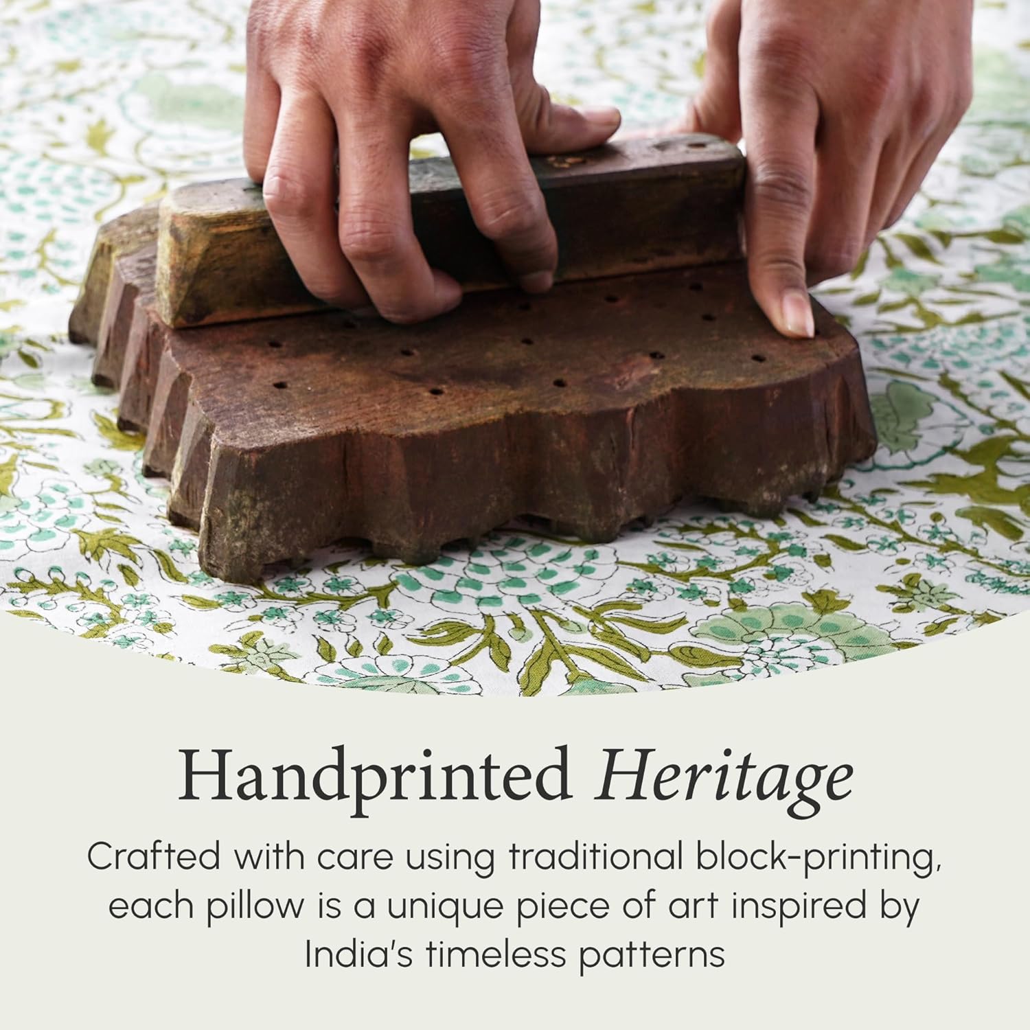 CPC 100% Cotton Throw Pillow Covers 18x18 Inch, Set of 2 Green Block Print Pattern Couch Pillow, Cute Boho Decorative Pillows for Living Room, Bedroom with Hidden Zipper- Agate Green - Image 5