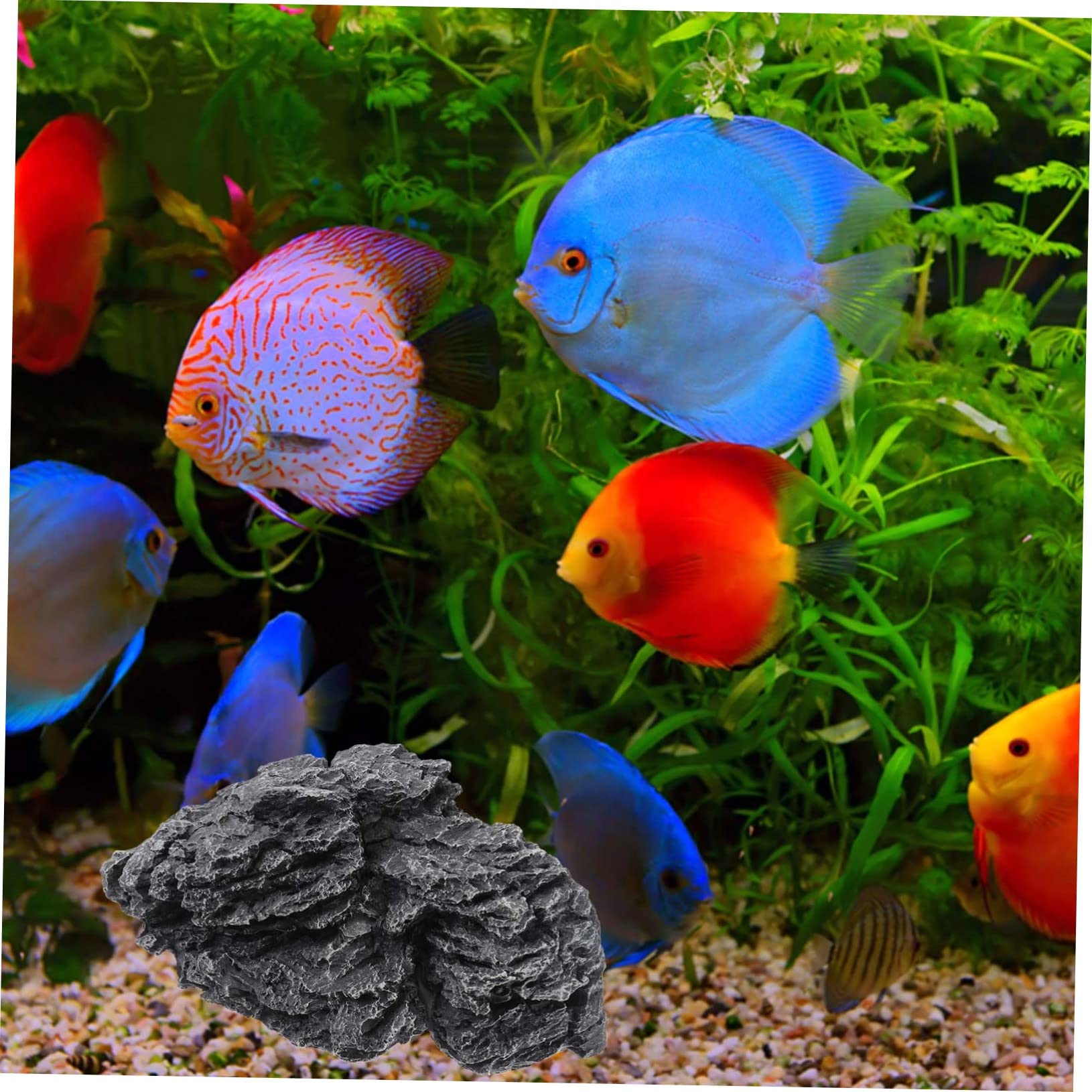 Pietra Decorativa per Acquario in Resina Nera dal Look Naturale | Ornamento Realistico per Vasche, Adatto anche Esposizioni Bonsai, Finitura Sicura Stile Casuale