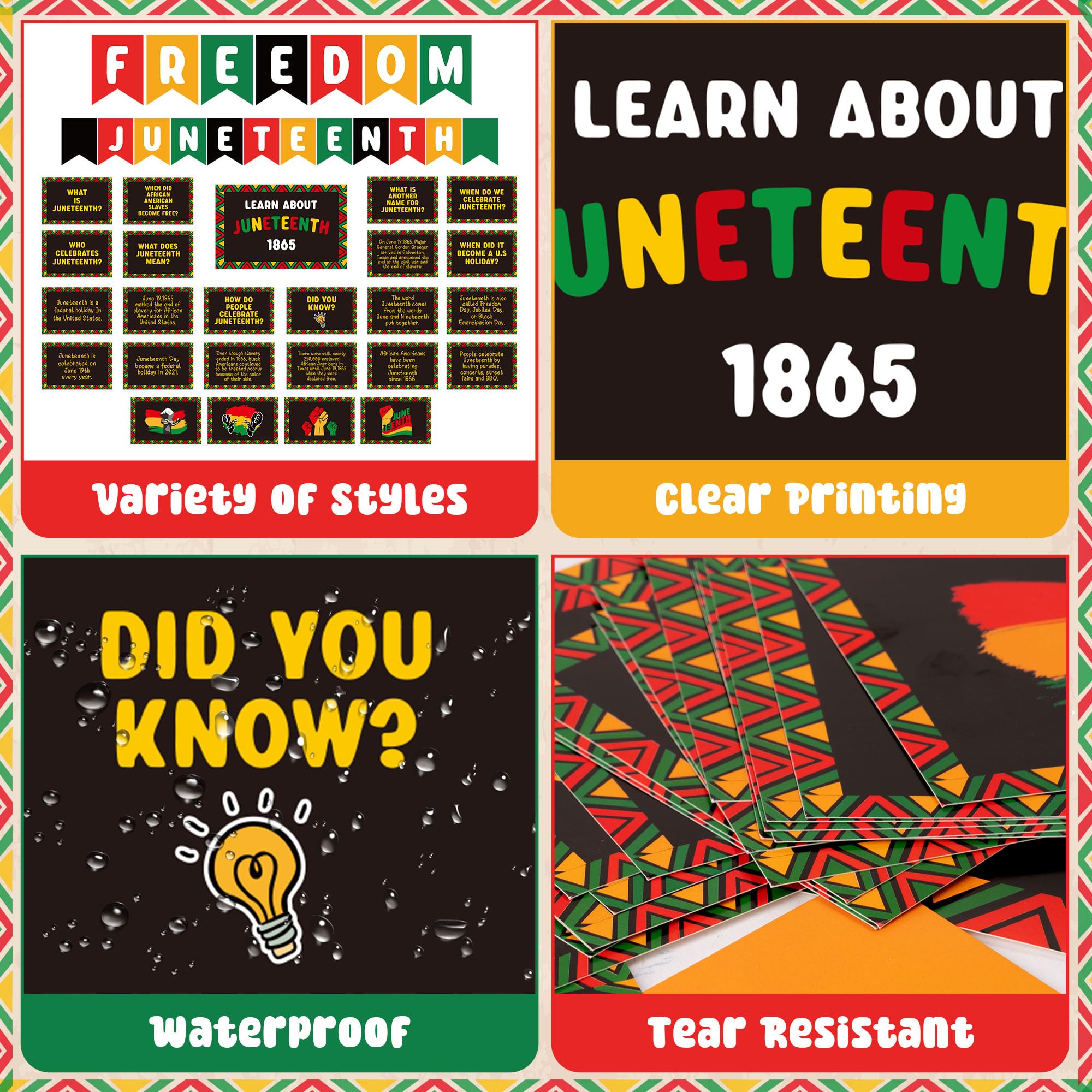 WATINC Black History Month Poster - 44PCS Happy Juneteenth Bulletin Board Banner Classroom Decoration, African American Freedom Day Inspirational Border Cutout, June 19th School Board Wall Decor - Image 3