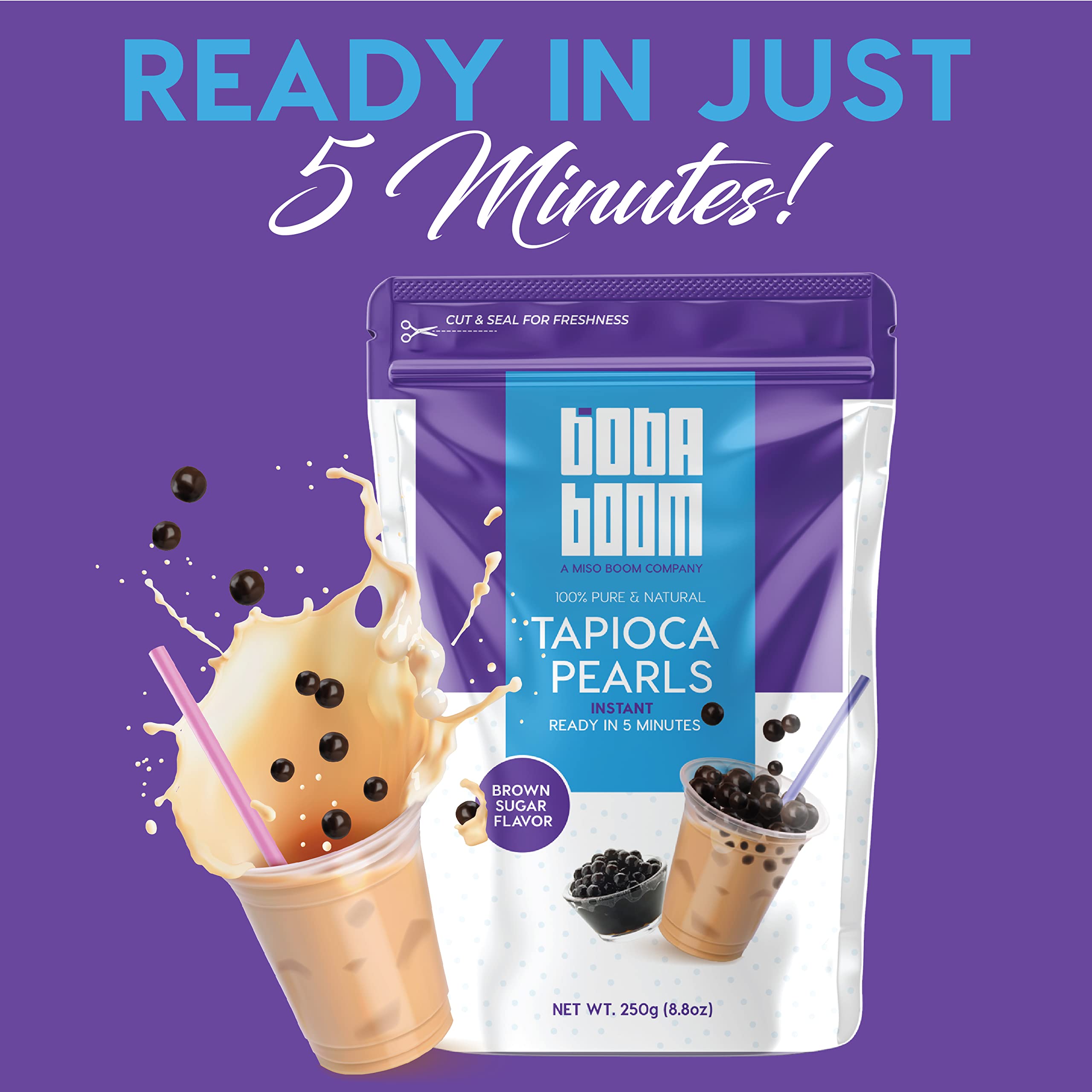 Buy Boba Pearls for Bubble Tea, 8.8 oz. Instant Black Tapioca Pearls