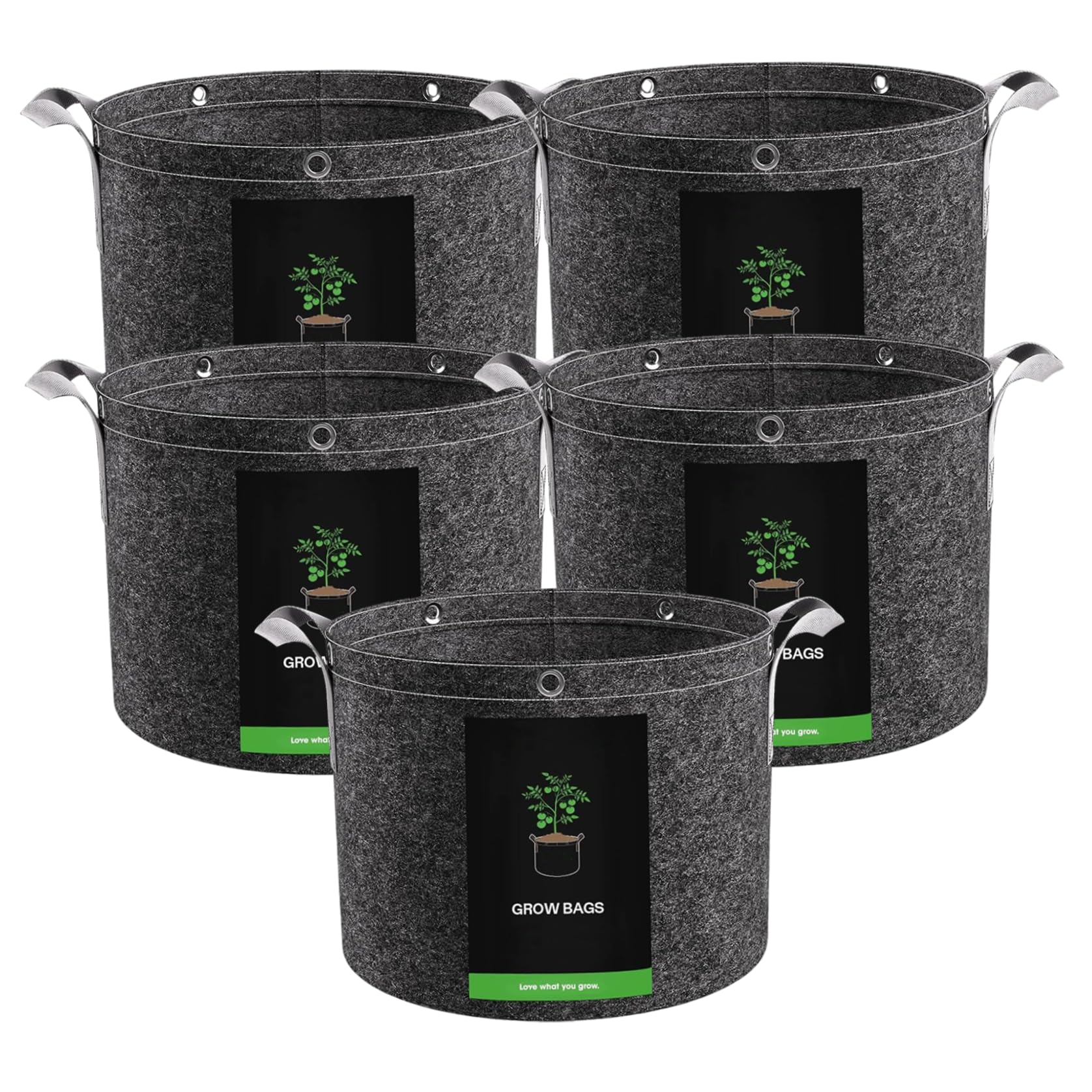 Bolsas de cultivo de plantas con ojales para tutores y tela transpirable anti encharcamiento