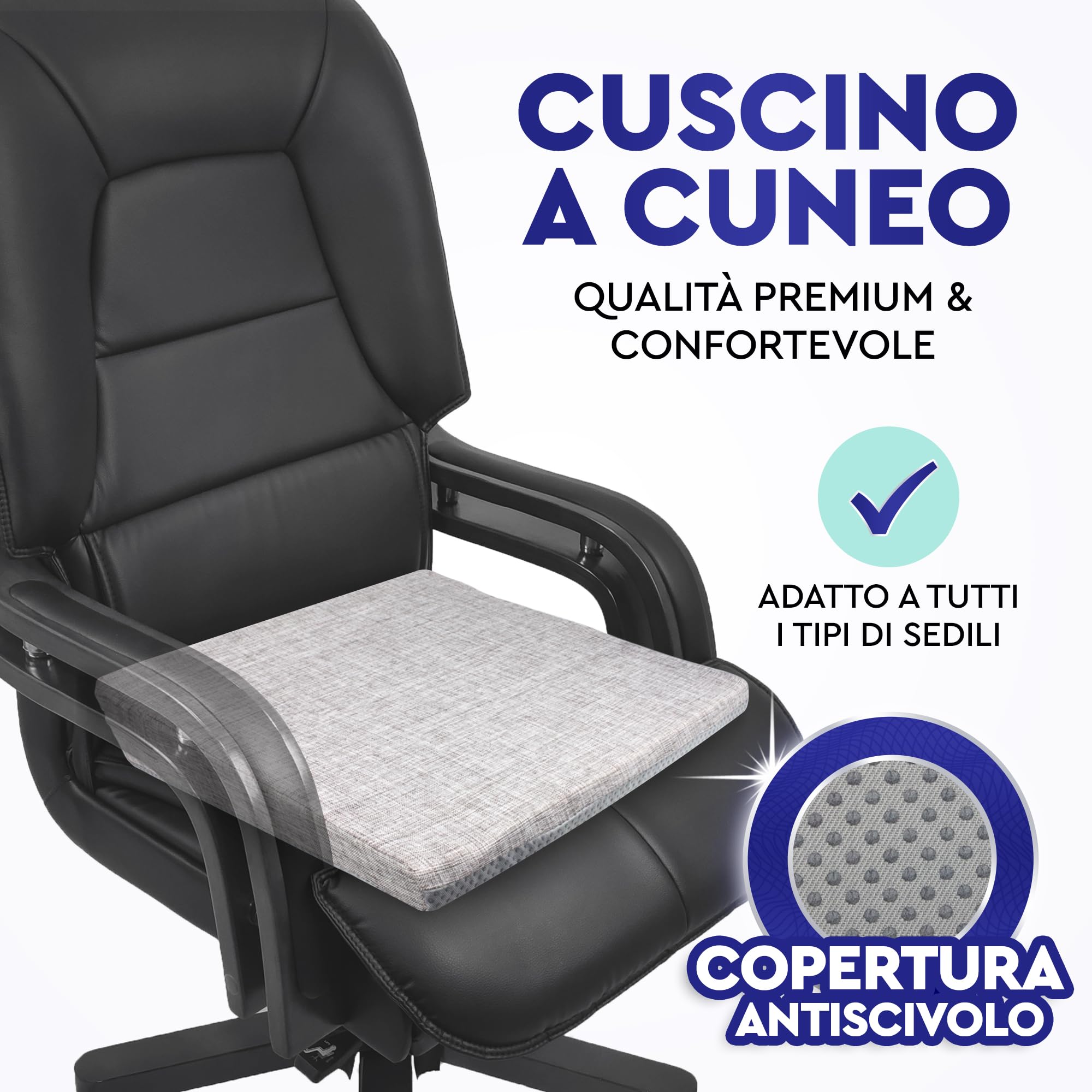 Confortevole Cuscino Sedile Auto - Cuscino Ergonoico - Cuscino A Cuneo Solido, Antiene La - Foto 7