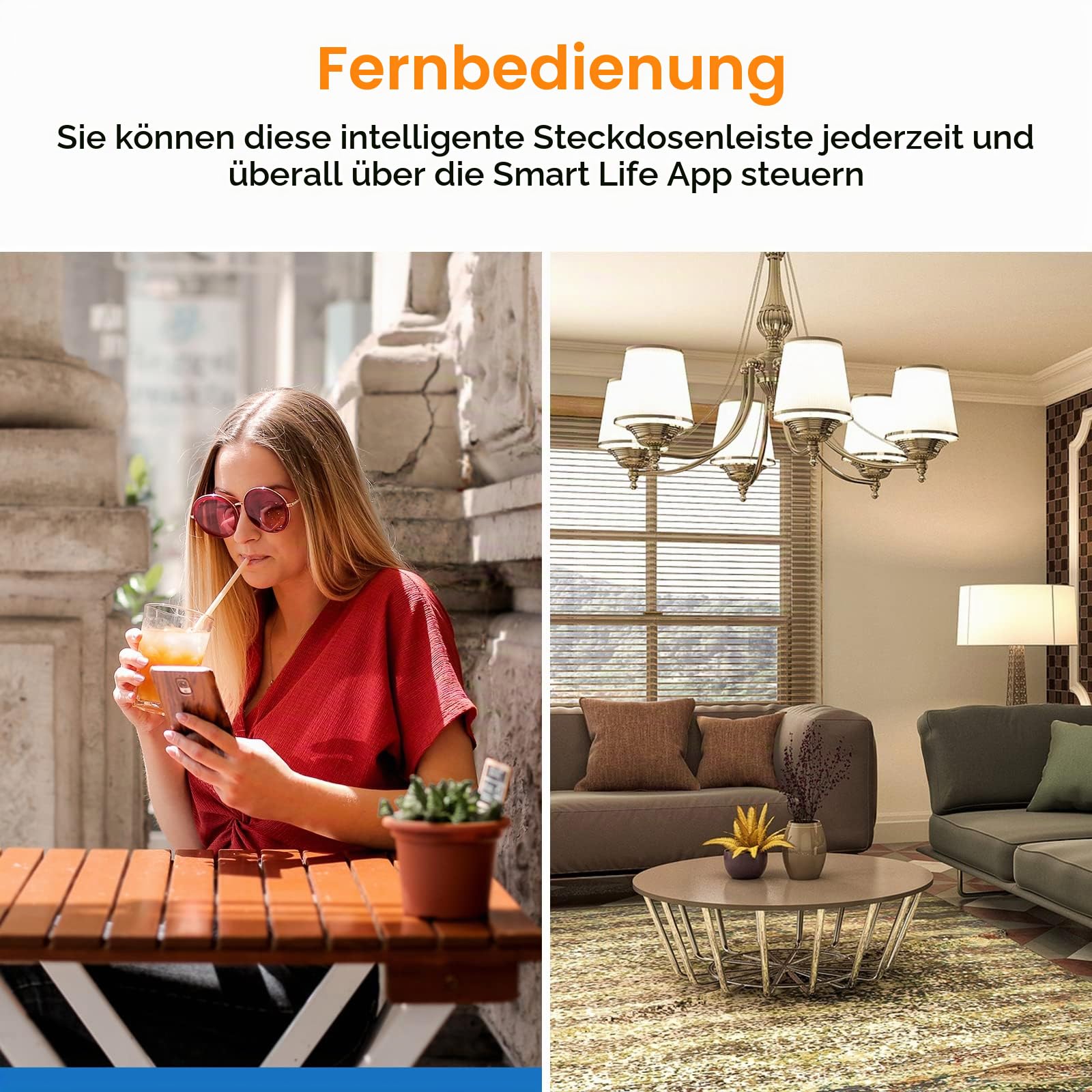 ANTELA WLAN Steckdosenleiste Alexa mit Strommessung 16A | Mehrfachsteckdose mit Überspannungsschutz Timing Funktion 4 Steckdosen 2 USB 1 Type-C, APP-Steuerung, 2,4Ghz