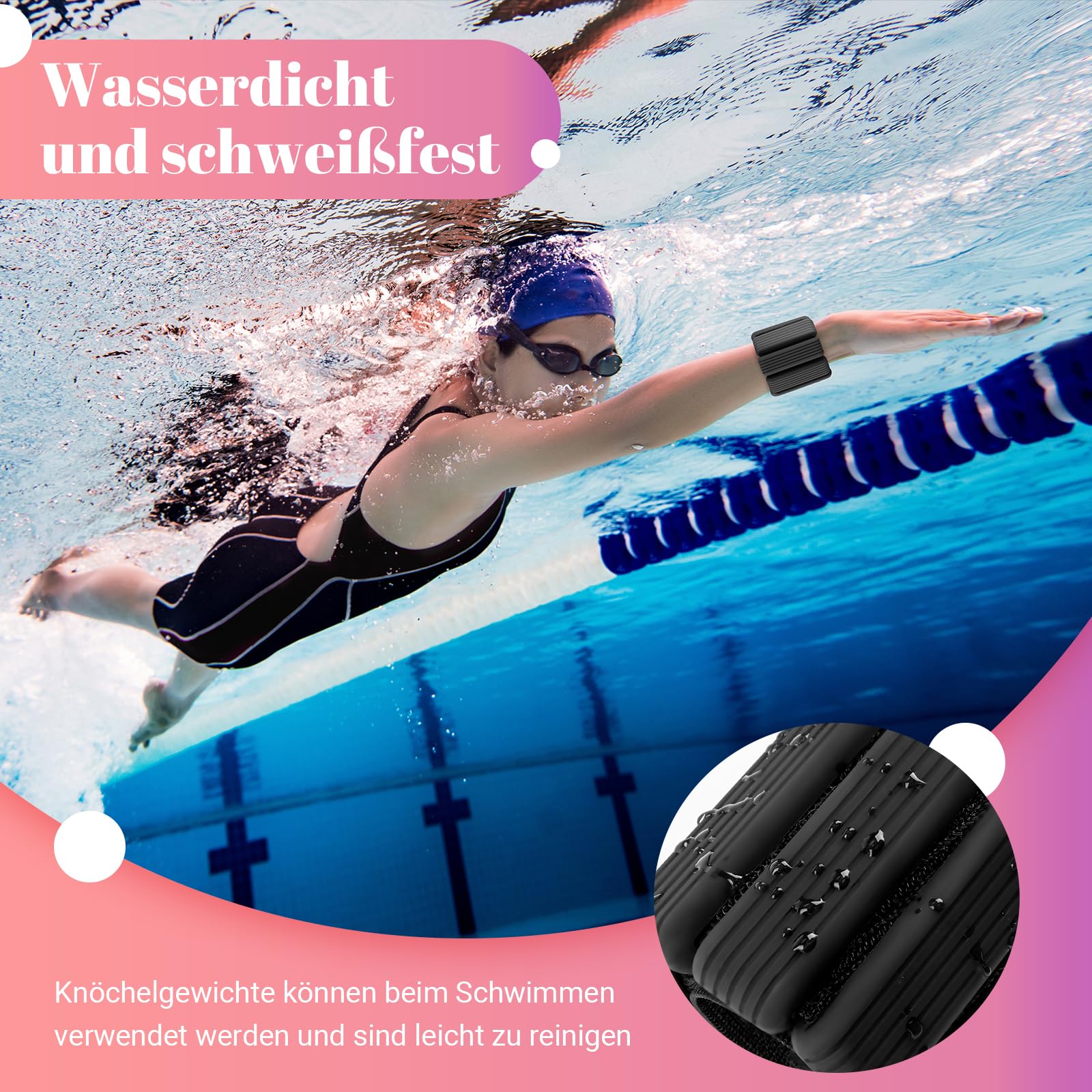 Handgelenkgewichte Knöchelgewichte Set 2er (je 0,5 kg), Tragbares Gewichtsmanschetten Fuß, Ankle Weights Ideal für Pilates, Yoga, Gehen, Jogge, Aerobic, Physiotherapie für Frau Mann