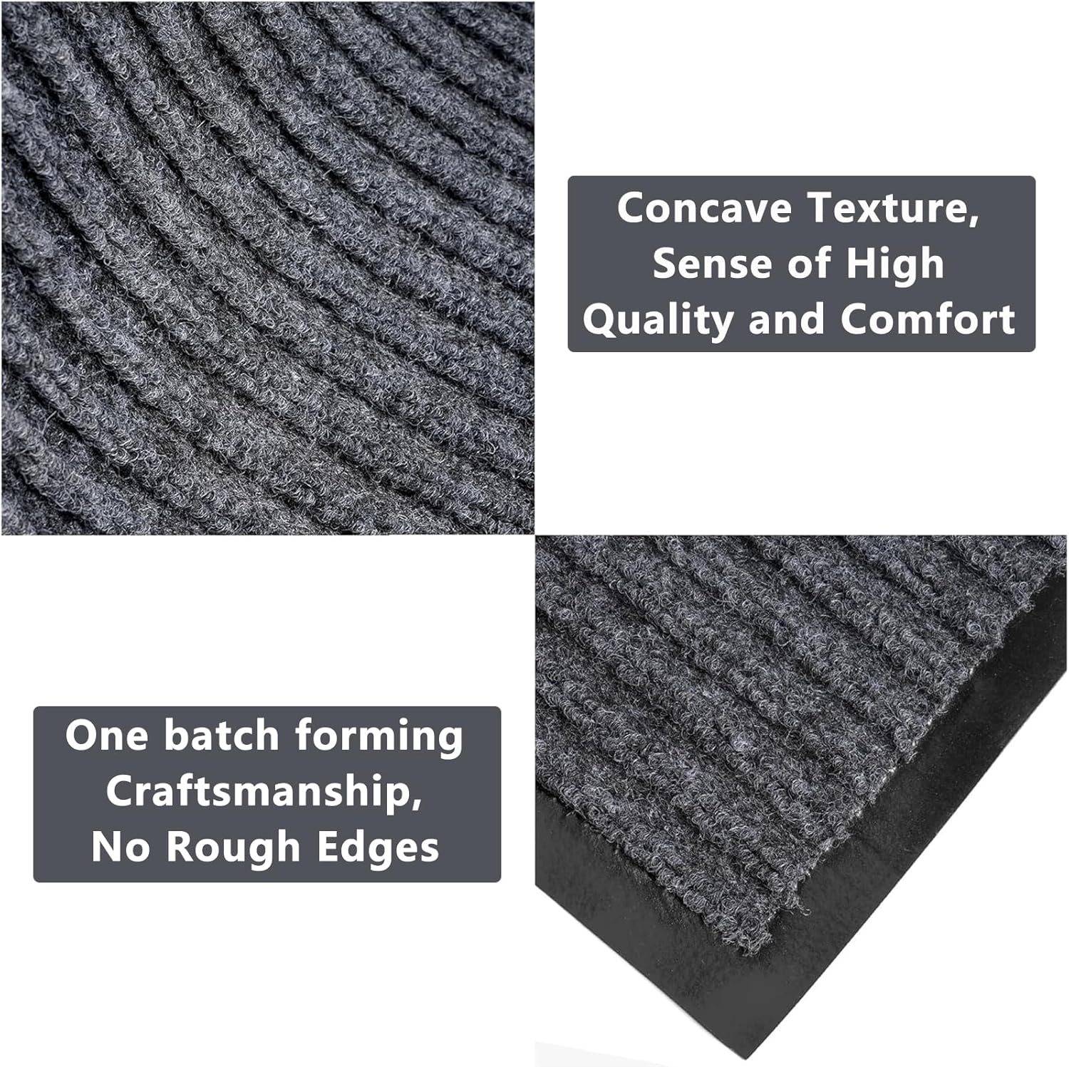 3 x 10 FT Commercial Runner Rug, Floor Mat Area Rugs with Non-Slip PVC Backing Indoor Outdoor Hallway Carpet Runner for Kitchen Balconies Living Room Dining Room Decks Patio - Gray