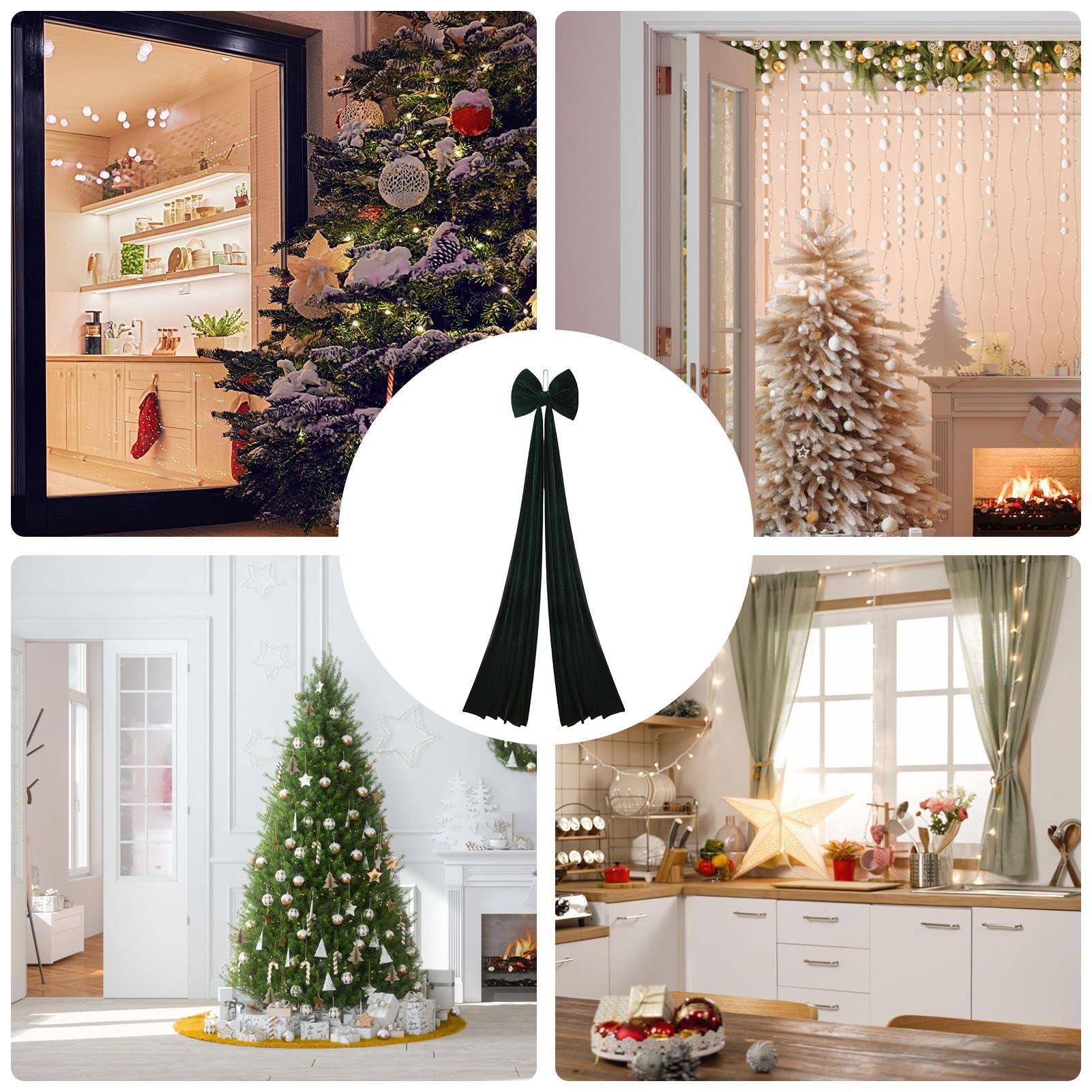 Lazo para Corona de Árbol de Navidad Extra | 2.0 m Decoración Estacional,Lazo De Terciopelo para Árbol Navideño Rústico - para Hogar Pared Chimenea Porche Oficina Fiesta Boda