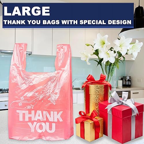 Miniatura 26 de YoYoRain Paquete de 1000 bolsas blancas de agradecimiento para camisetas con asas, bolsas de plástico de 11 x 6 x 21 pulgadas para compras, venta al