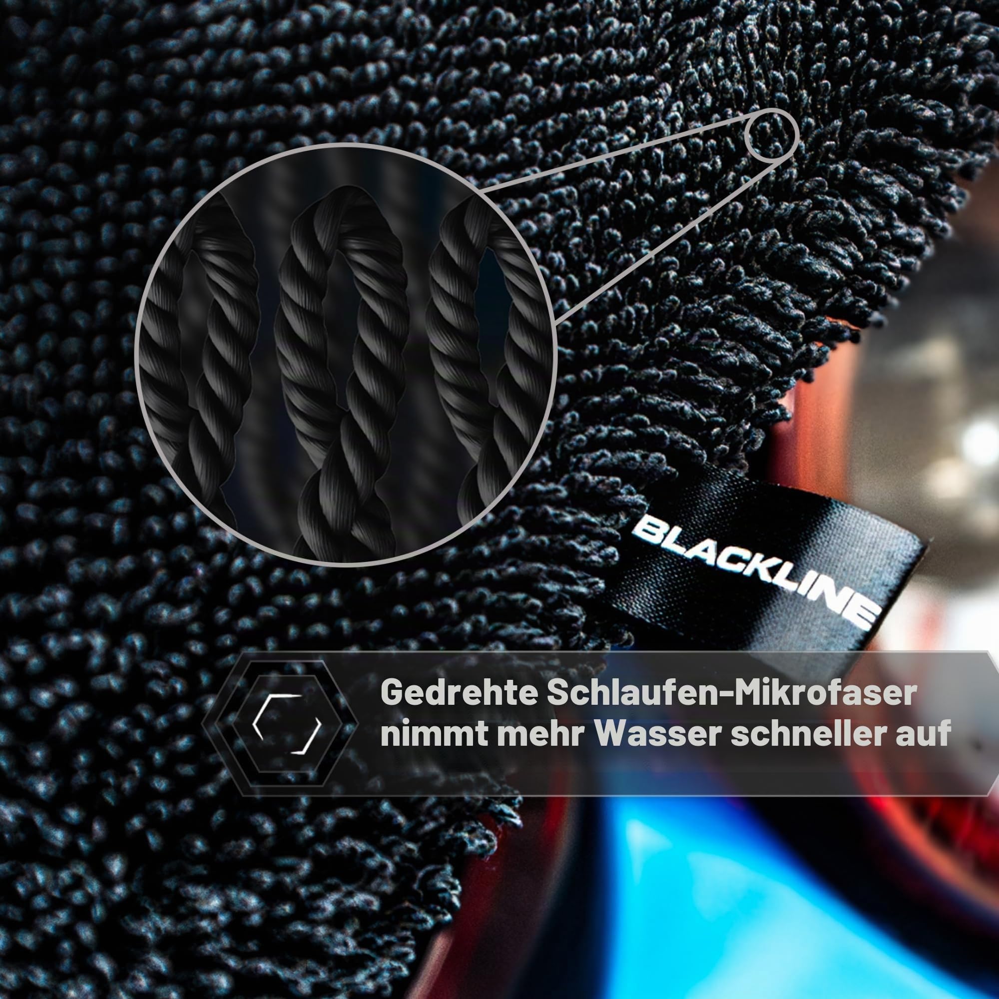Blackline Colossal Trockentuch, Ultra-saugfähig, gedrehte Schlaufe, Mikrofaser-Trockentuch, 1300 g/m², 90 x 60 cm
