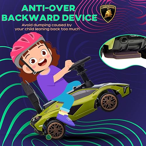 Miniatura 3 de Aosom Lamborghini SIAN FKP 37 - Auto de empuje con música almacenamiento debajo del asiento auto deslizante de pie a piso para niños pequeños con