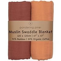 Vista 10 de Organic Baby Muslin Swaddle Blankets for Boy or Girl - Eucalyptus Leaves and Sage Swaddling Blanket 2 Pack - Soft Muslin, XLarge and Breathable