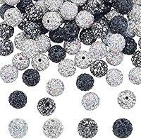Vista 20 de PH PandaHall - 100 unidades de cuentas de 10 mm con diamantes de imitación, cuentas de arcilla tipo bola de discoteca con pavé, cuentas de cristal