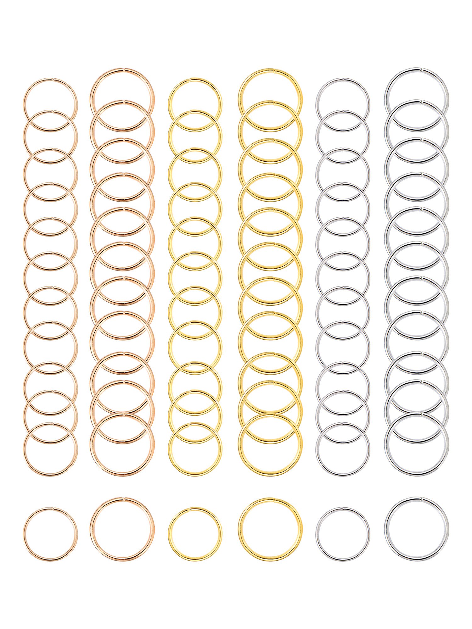 180 Pièces Anneau de l’Extensions de Cheveux Bague de Cheveux Anneaux de Tresse, 3 Couleurs, 2 Tailles