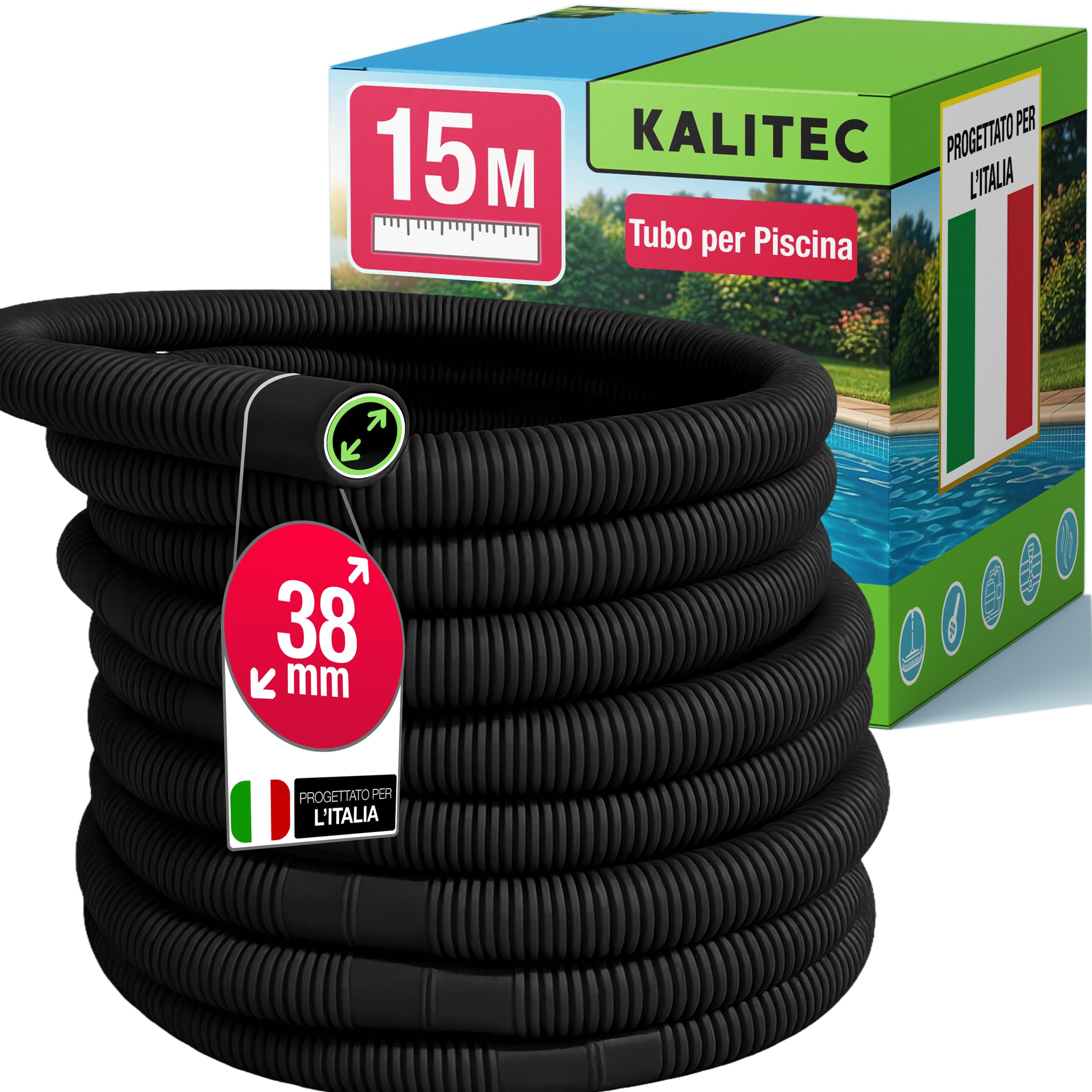 Tubo Per Piscina Da 38 Mm (1,5 Pollici) - Flessibile In PE Per Pompa Piscina, A Prova Di Perdite - Accessorio Di Ricambio Per Piscine Fuori Terra, Vasche Idromassaggio E Giardino