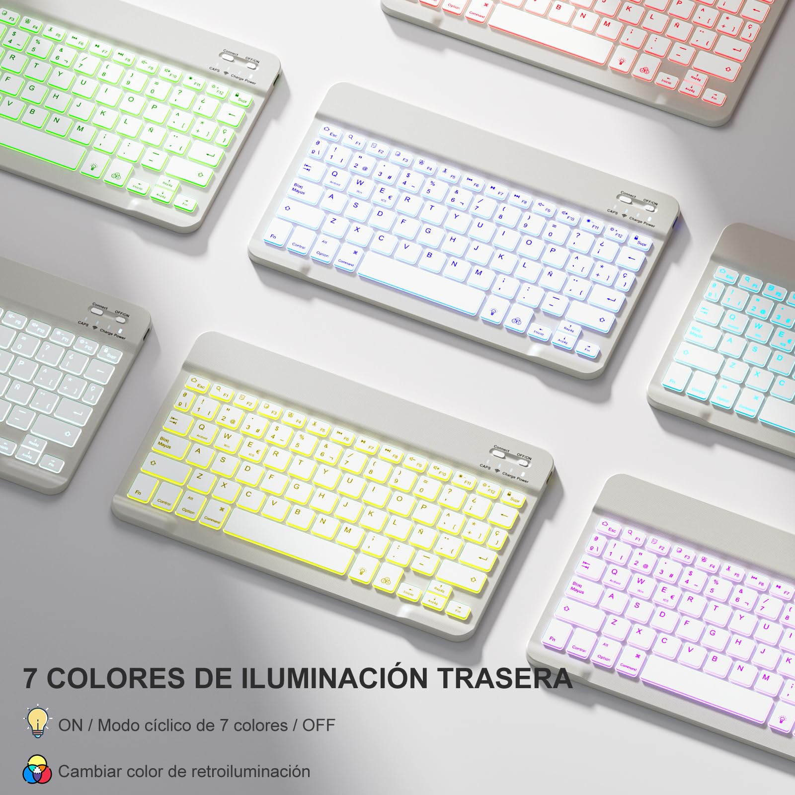 Vobafe Funda Teclado para iPad Air 11 Pulgadas M4 M3 M2 (2026/2025/2024), Teclado para iPad Air 5 4 Generación 2022/2020, QWERTY Español Ñ, Retroiluminación Magnético Bluetooth Keyboard, GrisClaro