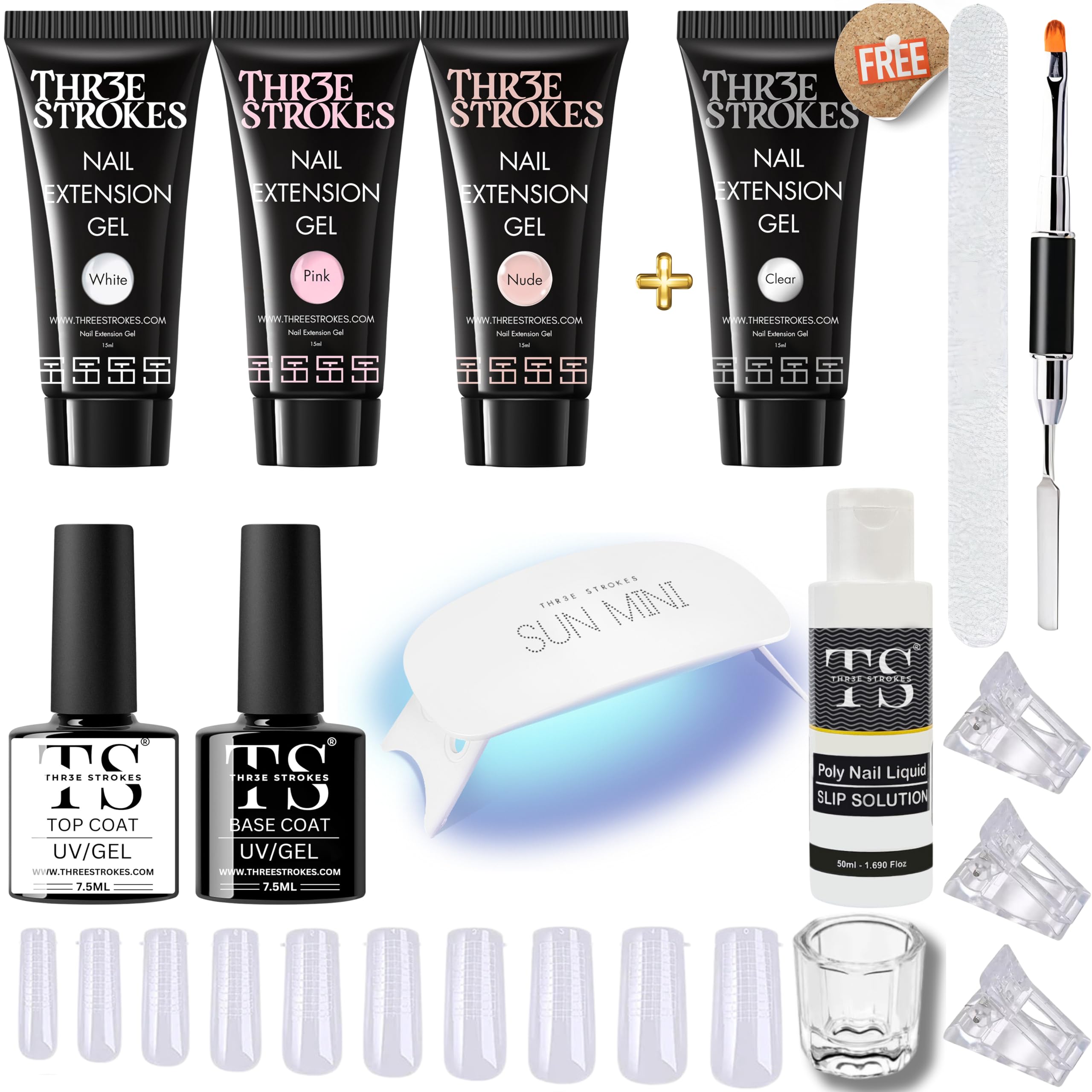 Poly Nail Gel Extension Kit for Builder Gel UV Nail Art Kit Nail Extension Set 15 ML EACH (Pink, Clear, White, Nude ) (GEMZ KIT)-image-33
