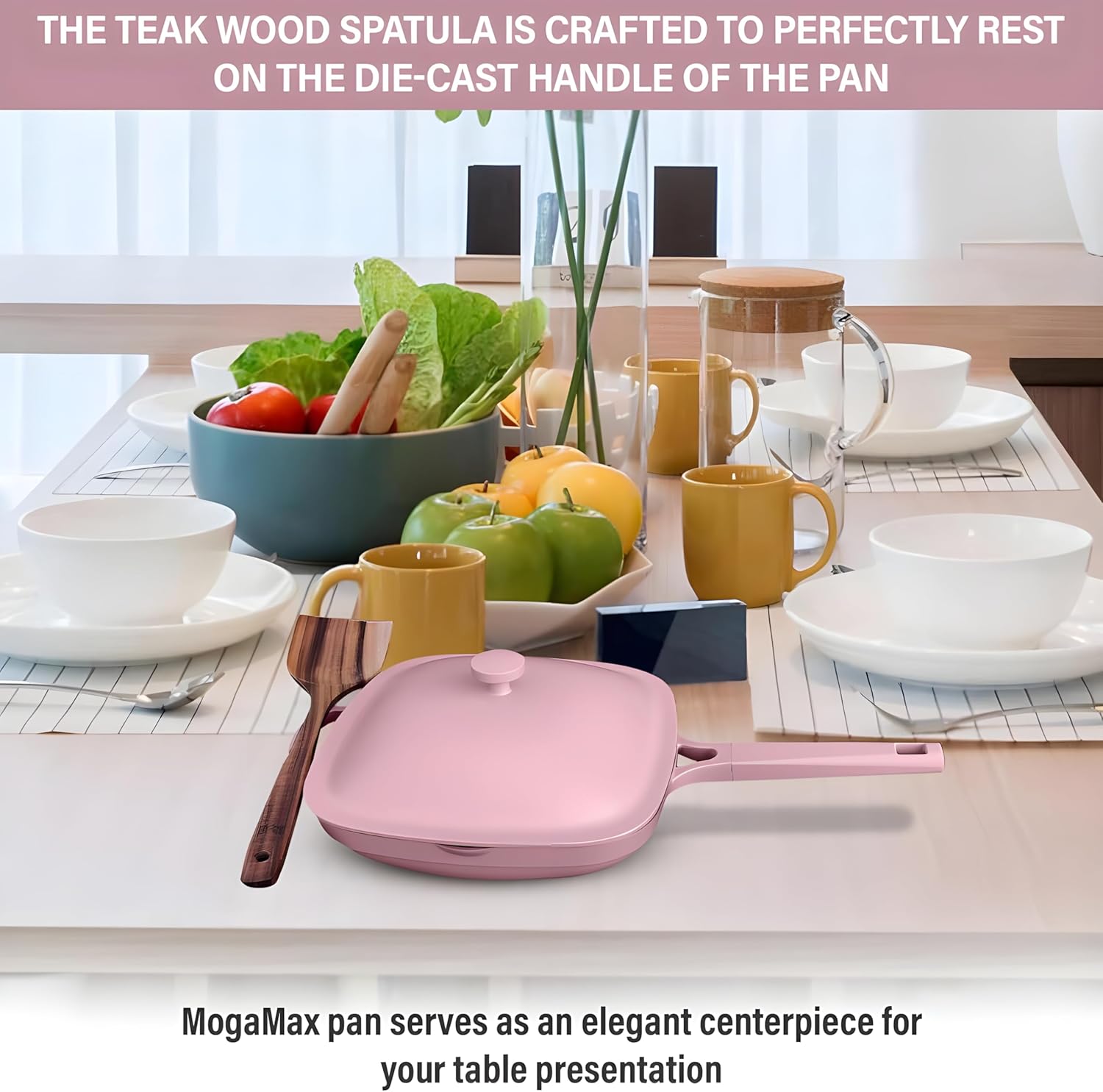 Nonstick Ceramic Saute Pan with Steamer, All-in-One Pan, PFOA,PFOS,Lead & Cadmium Free,Dishwasher Safe,4 Qt,11-inch, Pink, Stay-cool Handle,non stick chef's pan - Image 7