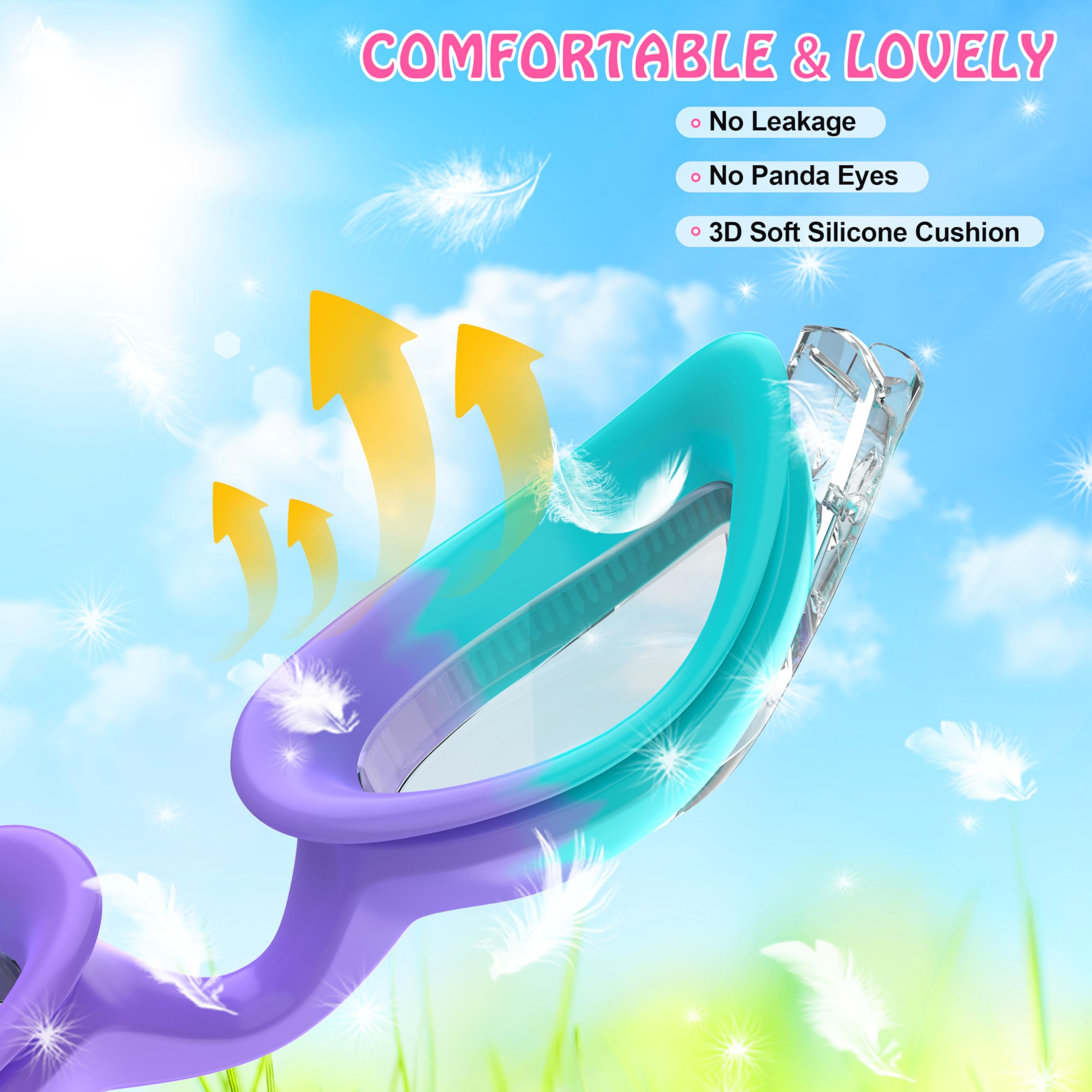 Lunette Piscine Enfant 2 Pcs Anti-Buée Protection UV Silicone 3-12 Ans