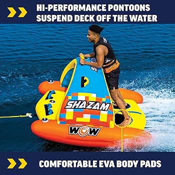 Amazon.com: WOW Sports Shazam Towable Tube for Boating - 1 to 2