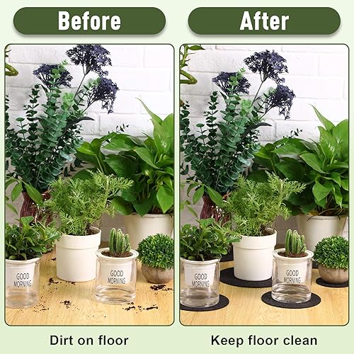 Miniatura 3 de Patelai 16 posavasos negros para plantas, 4 tamaños, fieltro y corcho, reversibles, redondos, de 46810 pulgadas, de tela, salvamanteles de corcho,