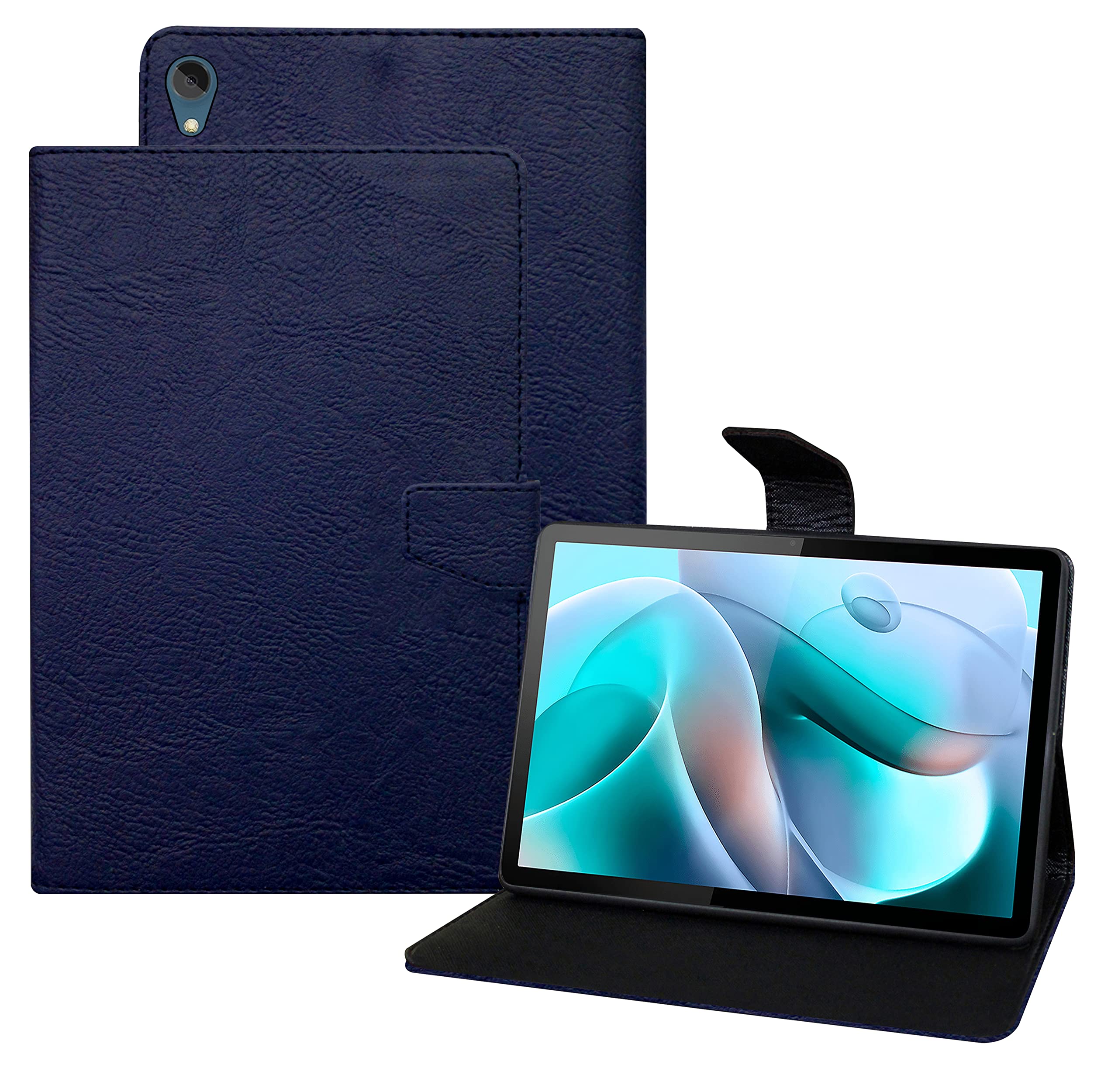 TGKFlip Case Cover for Moto G70 LTE 11 Inch Tablet Plain Design Leather (Blue)