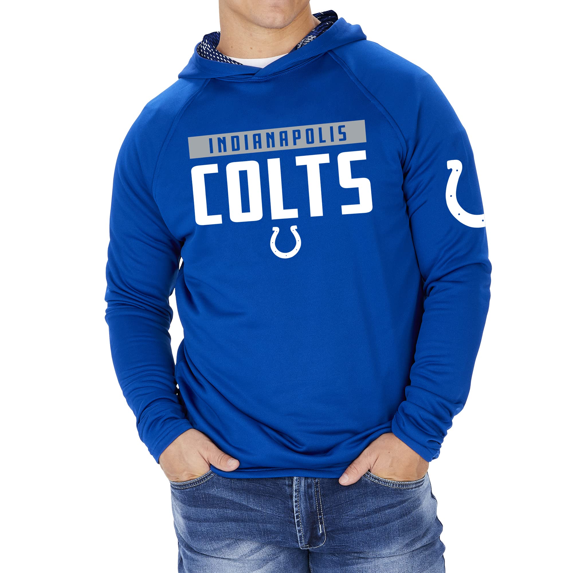 Zubaz NFL Football Men's Solid Team Hoodie with Camo Lined Hood and Sleeve Graphic — view 133