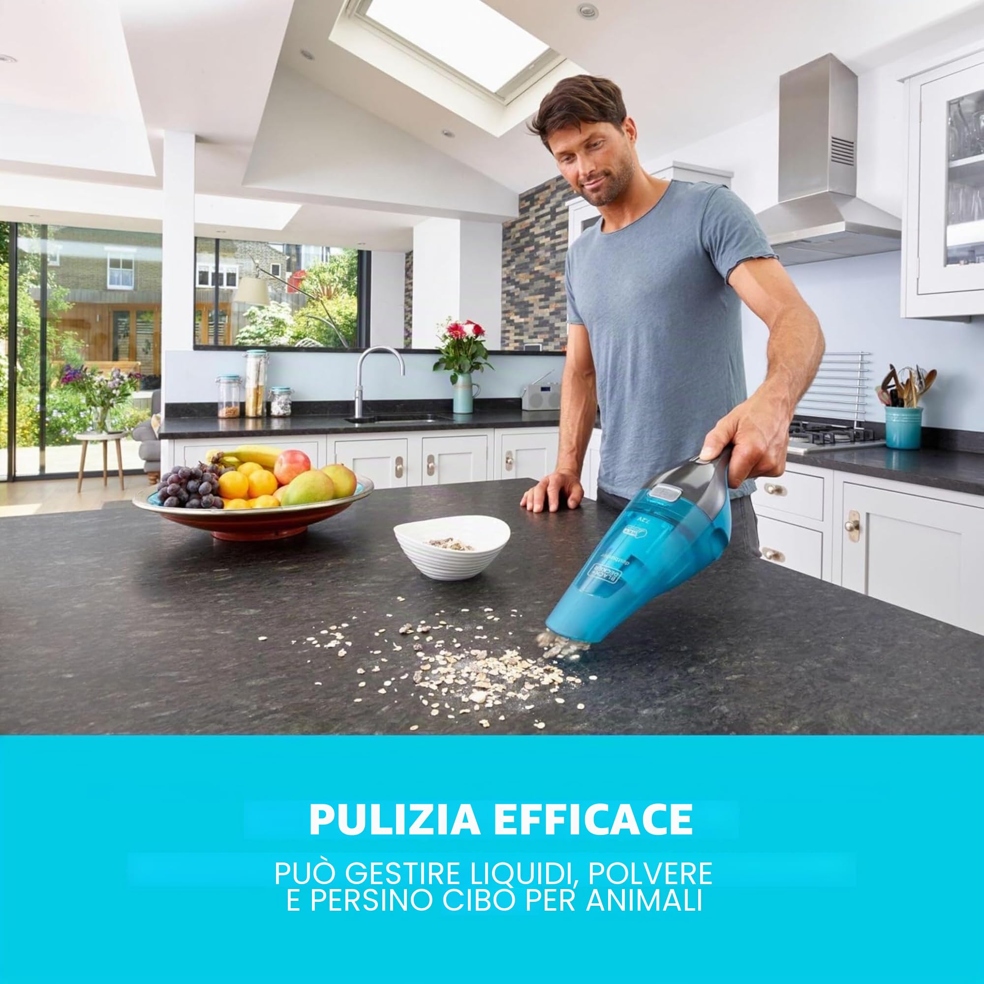 BLACK+DECKER WDC215WA WDC215WA-QW, Aspirapolvere da Tavolo, Blu, Titanio