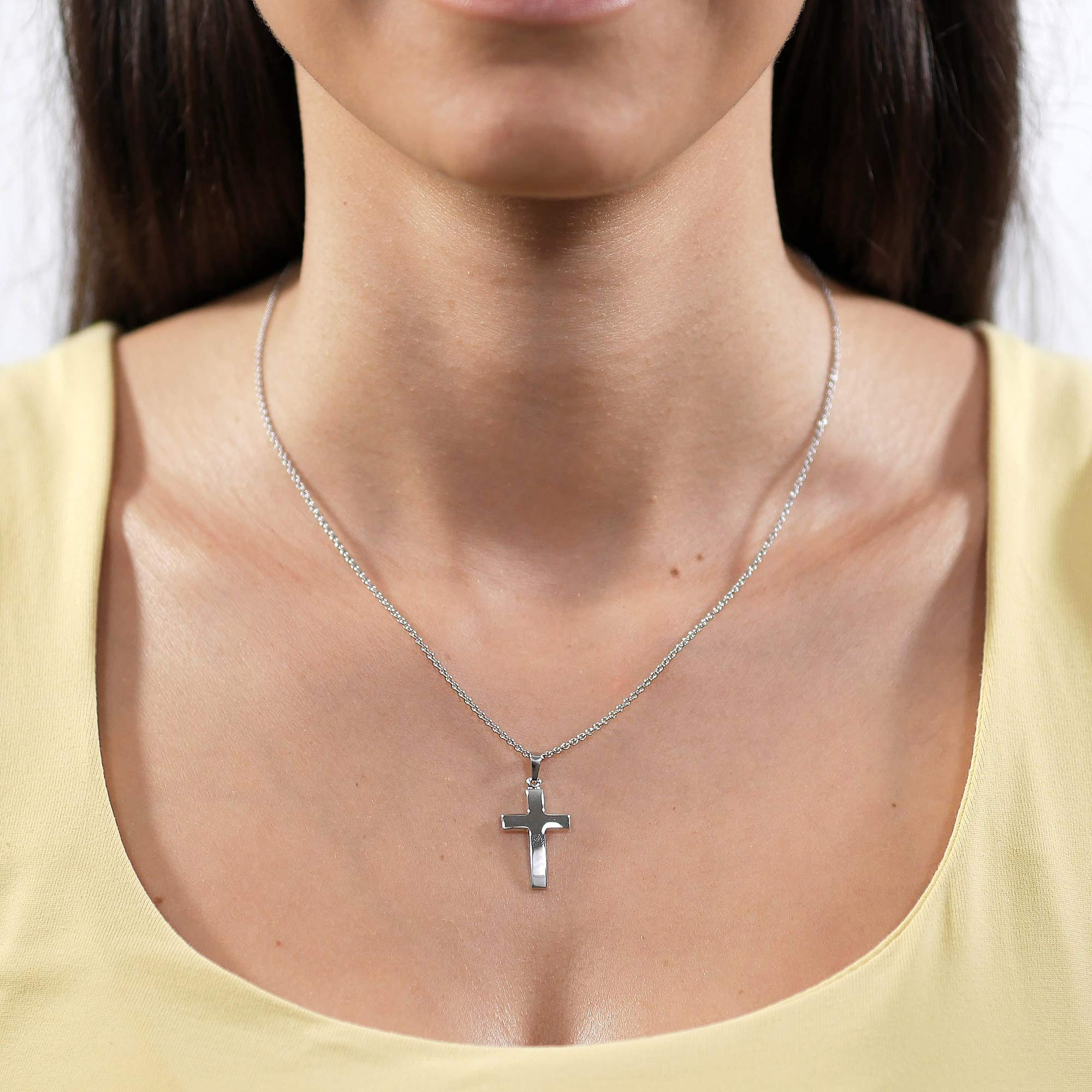 trendor Kreuz-Anhänger 21 mm Weißgold 333 (8 Karat) mit Silberkette 75966