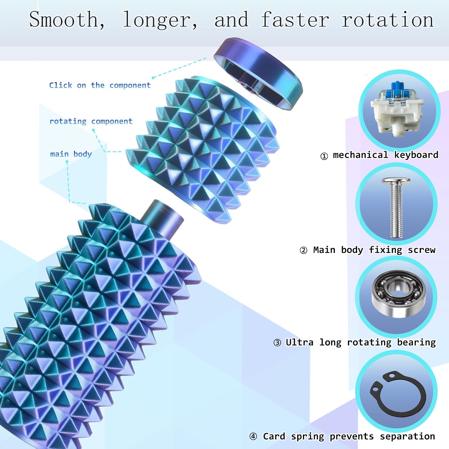 Pain Stim Fidget, 3-in-1 Massage - Click - Rotate, 3D Printed Fidget Toys, Suitable for Hand Stimulation、Autism、ADHD、Irritability、Adult Fidgets for Anxiety and Stress (Regular - B/2 pcs) image 5