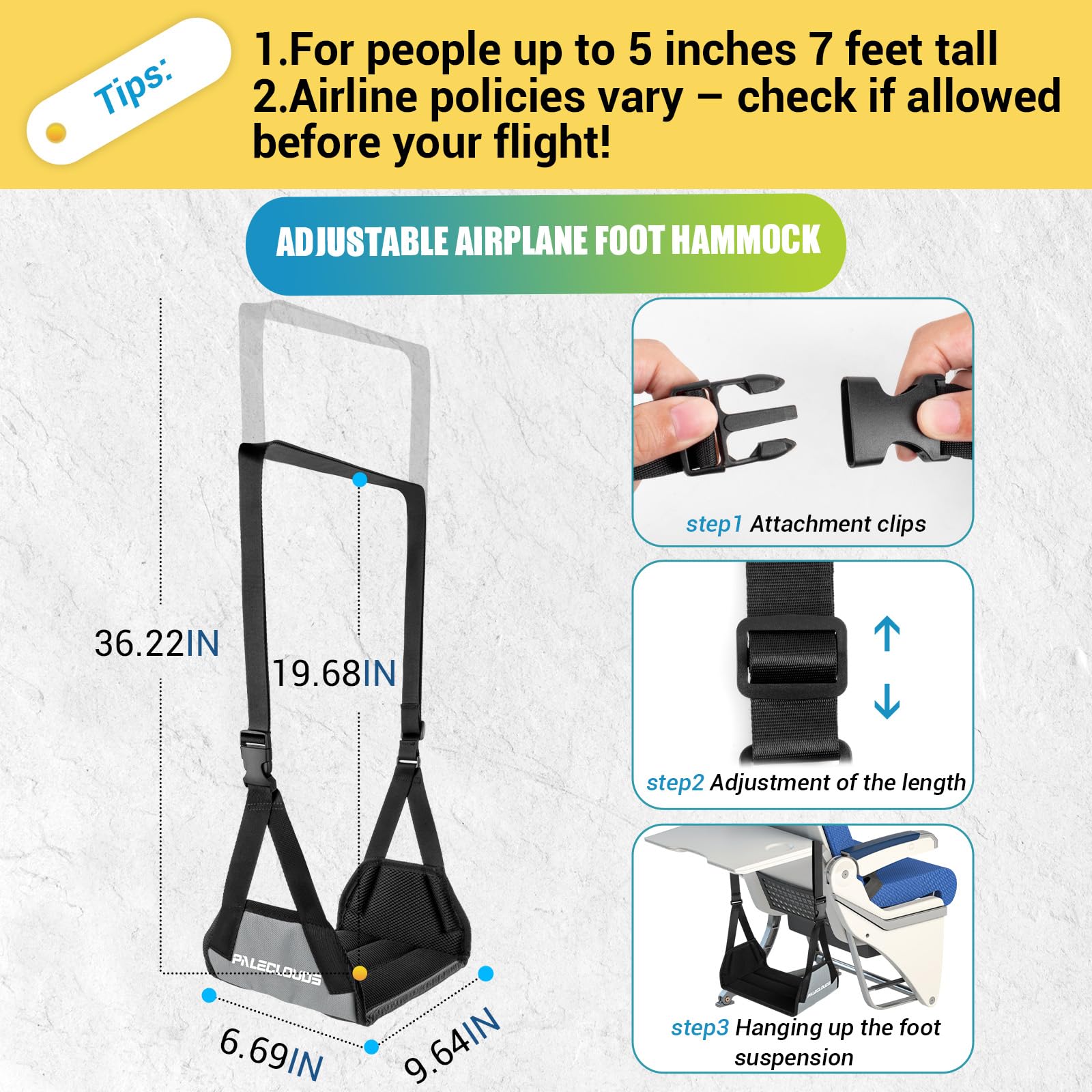Foot Hammock for Plane Travel No Collapse Thickened Bamboo Airplane Foot Rest for Long Flight Desk Foot Hammock — view 2