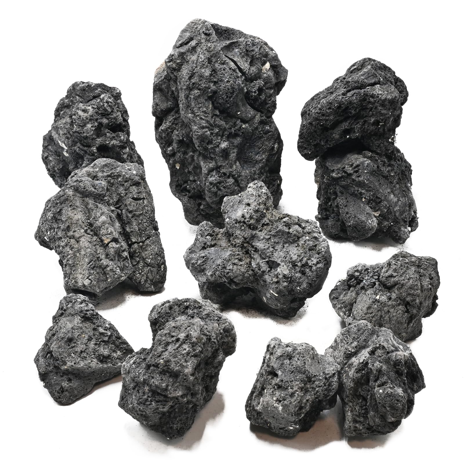 Black Lava Rock 30lb Natural Volcanic Stone for Fish Tank,10-12 Pcs 4-9 in