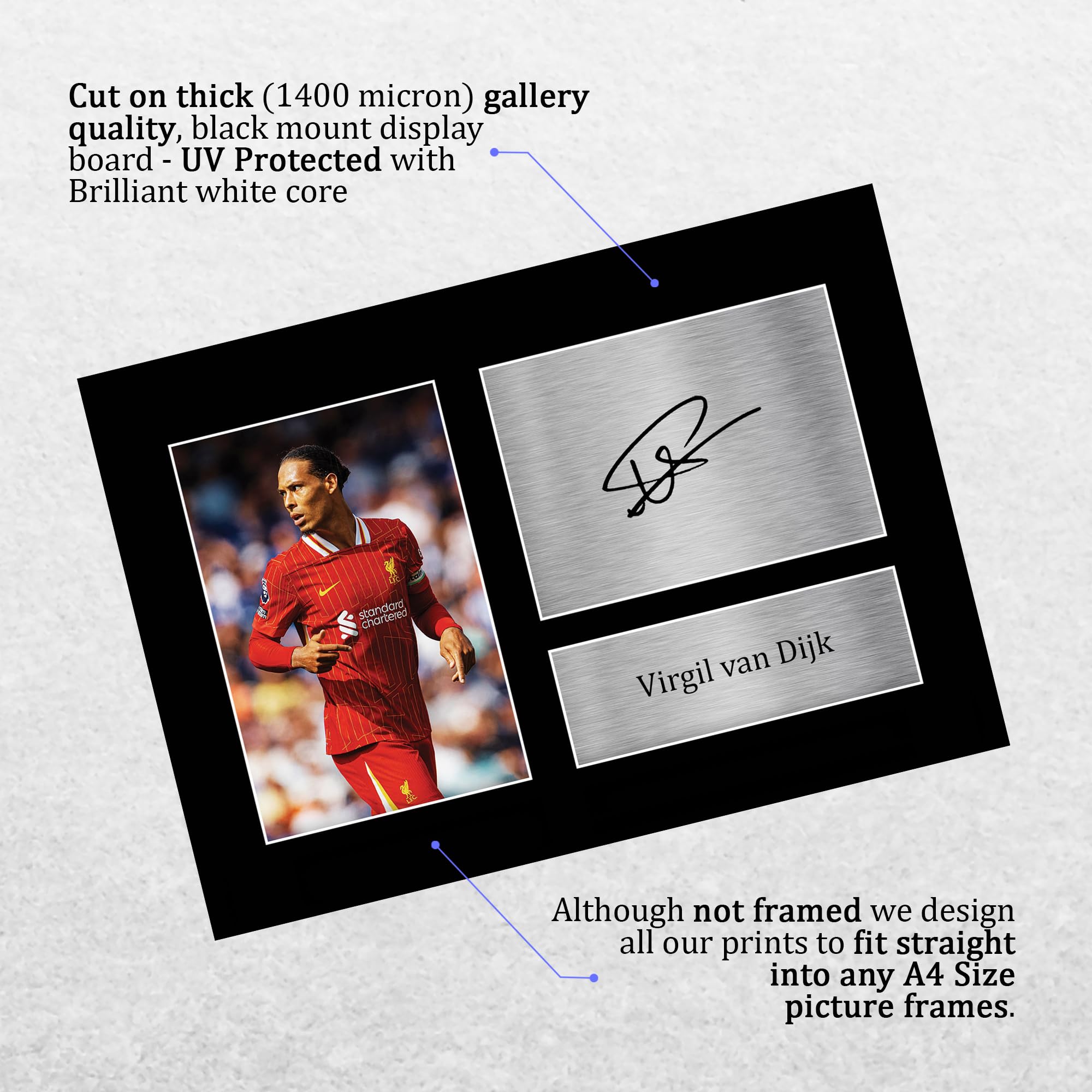 HWC Trading Salah, Diaz & Van Dijk Collection of 3 Liverpool Gifts Printed Signed Signature Photo For Football Fans And Football Fans - A4