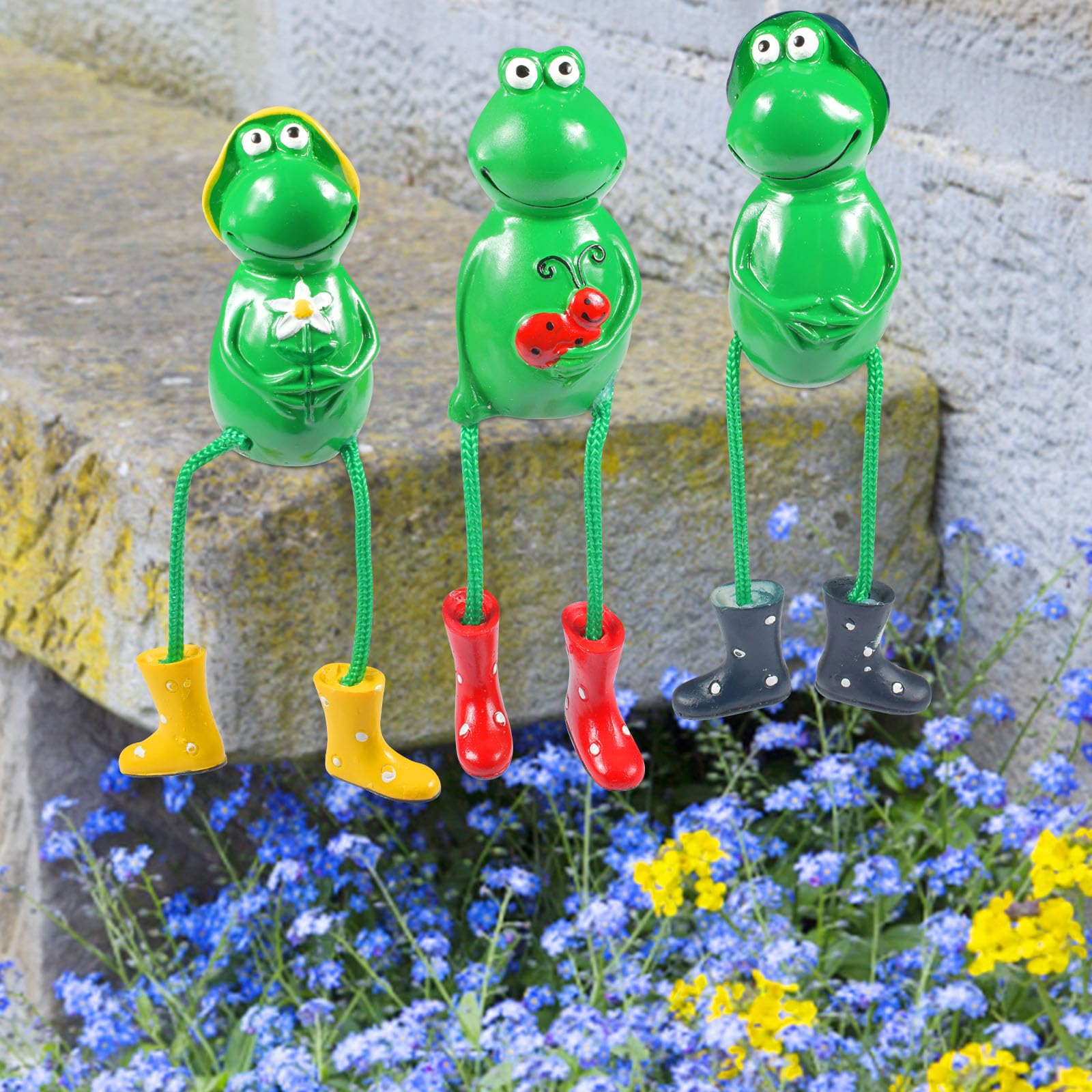 3 Petites Grenouilles En Résine Pour Décorer Ton Jardin Ou Ton Balcon - Déco Extérieure Mignonne Et Résistante
