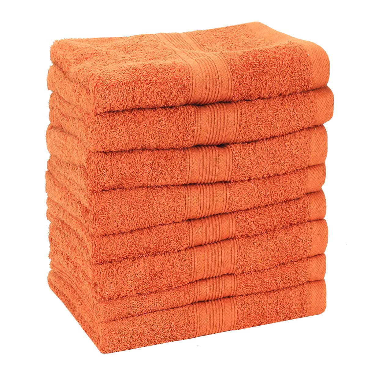 GREEN MARK Textilien 8er Set Frottier Handtücher 100% Baumwolle 50x100cm Diverse Farbsets Premium Frottee Qualität 500gr/m² mit Aufhänger (Terracotta)