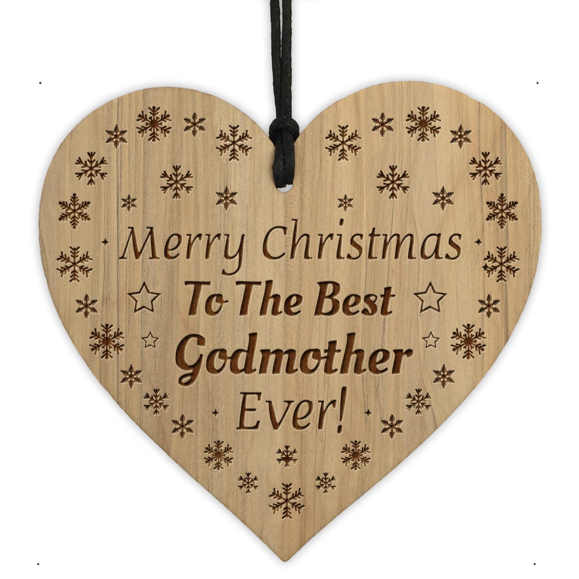 Red Ocean Godmother Gifts Christmas Engraved Wood Heart Thank You Godparent Christmas Gifts