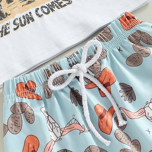 Miniatura 4 de Conjunto de camiseta de manga corta para niños pequeños y niños pequeños con cintura elástica