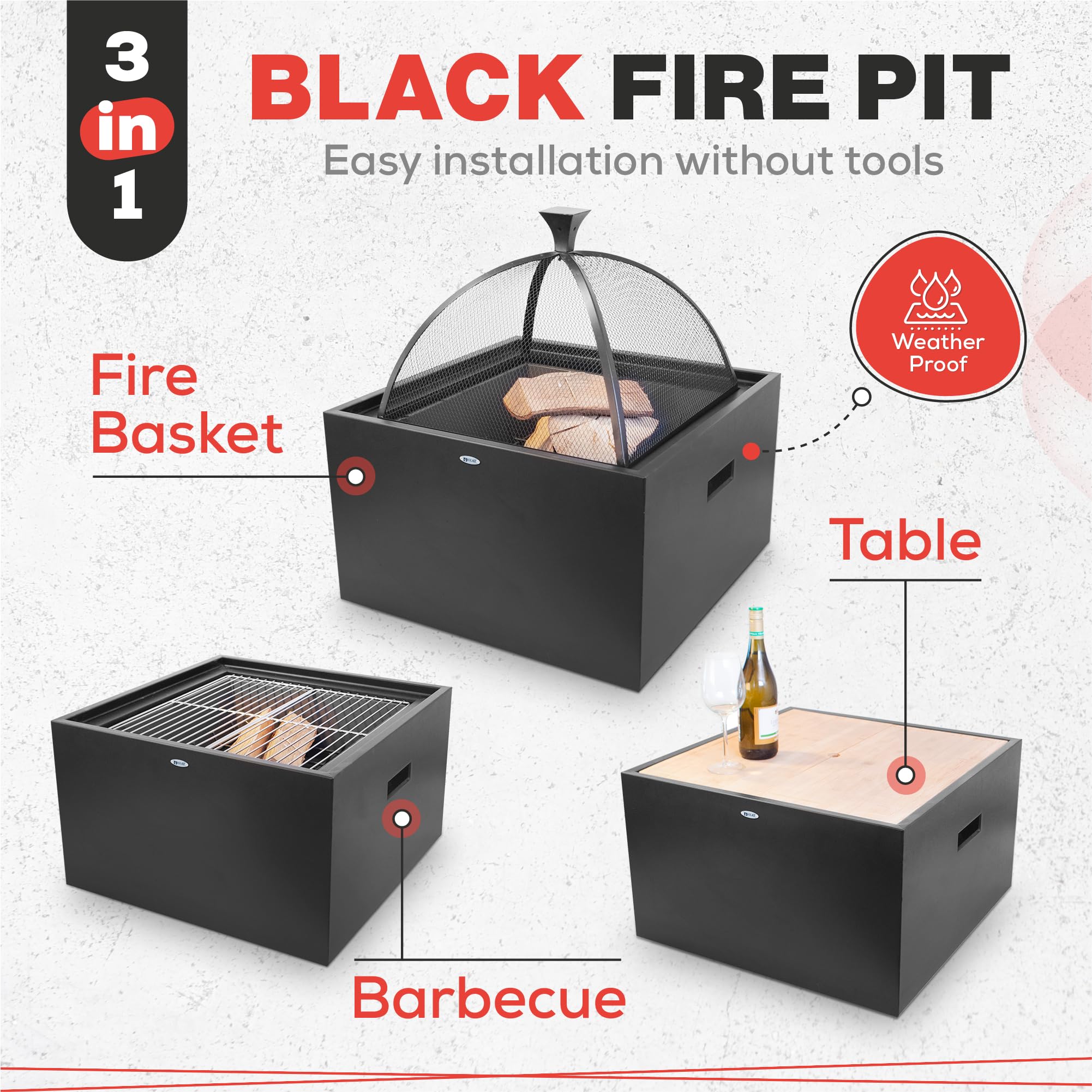 QUIIENCLEE Brasero Extérieur Rond à Quatre Pieds Ensemble Pratique Pour