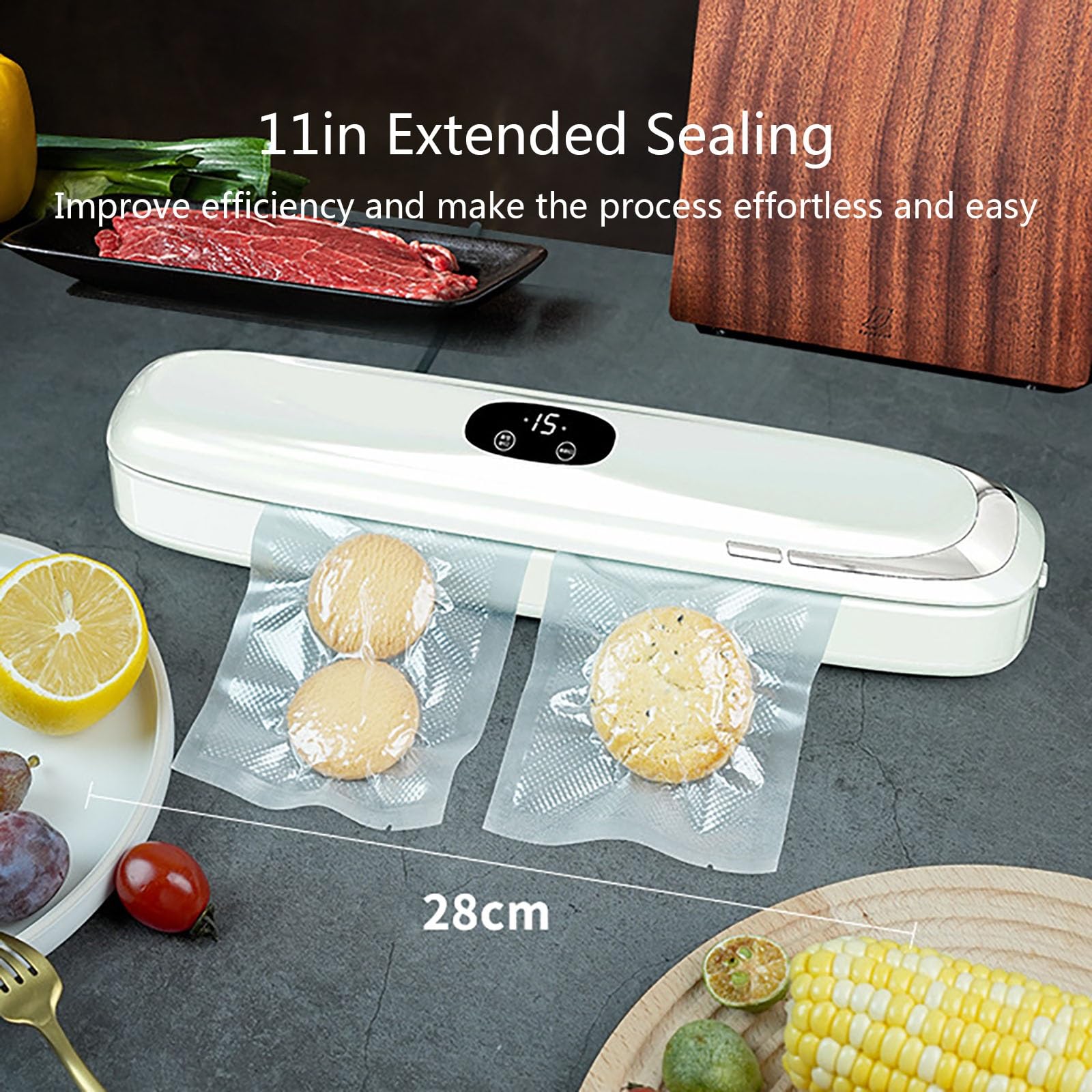 Machine à Emballer Sous Vide avec 5X Freshness Lock - Indispensable Dans Toute Cuisine pour La Cuisson Sous Vide, La Conservation Au Congélateur et Un Gain De Place(Green)