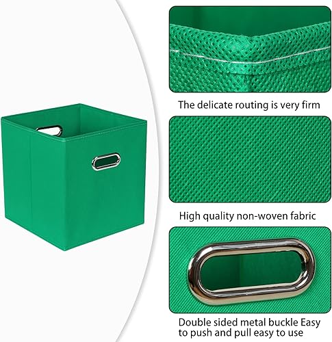 Vista 99 de Contenedores de almacenamiento de tela de tela, organizador de cubos de tela con asas dobles, cestas de almacenamiento plegables para el hogar