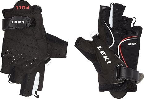 LEKI Walking Handschuhe Nordic Lite Shark Short, black-white-red, 90 cm, 63690103 Fashion