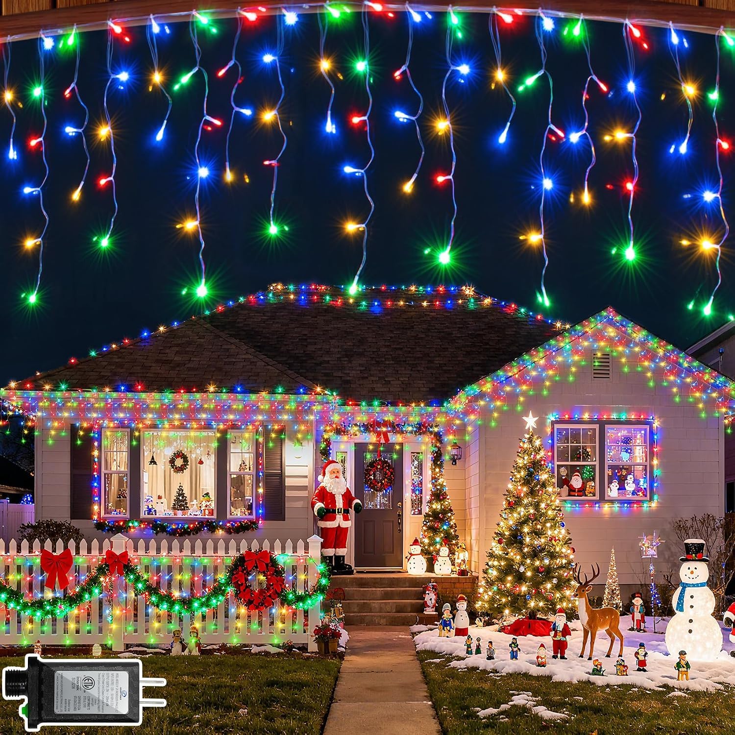 82ft 810LED Christmas Lights, Multicolor Icicle Lights for Outside 12 Modes | 148Drops Wa…
