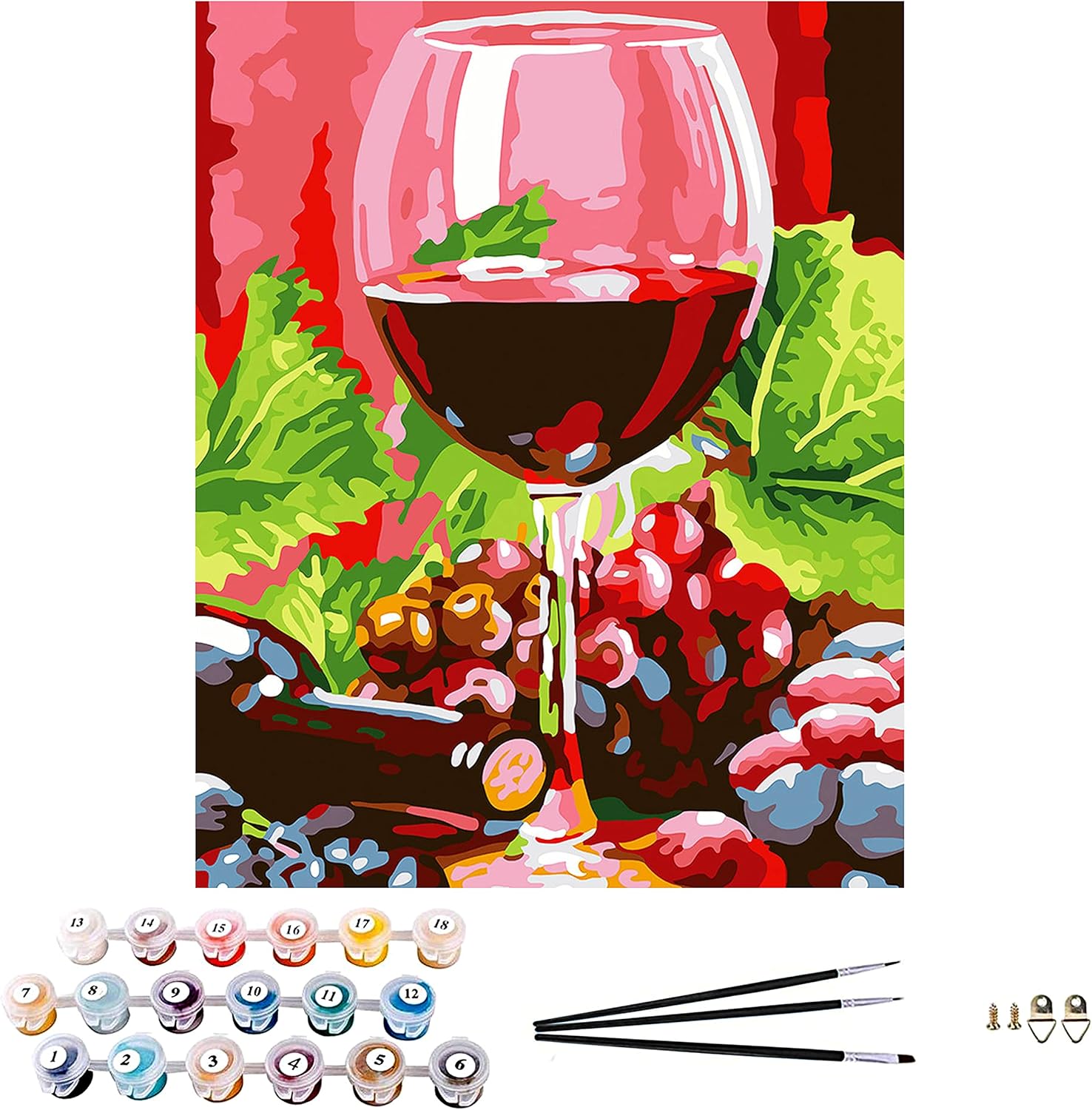 Buy Paint by Numbers for Adults Framed Wine Glass in Italy Painting