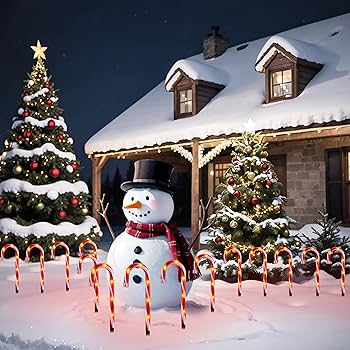 クリスマス LED キャンディースティック 10ピースセット US Candy Cane Lights - 10 Pack Candy Cane Pathway Lights, 10
